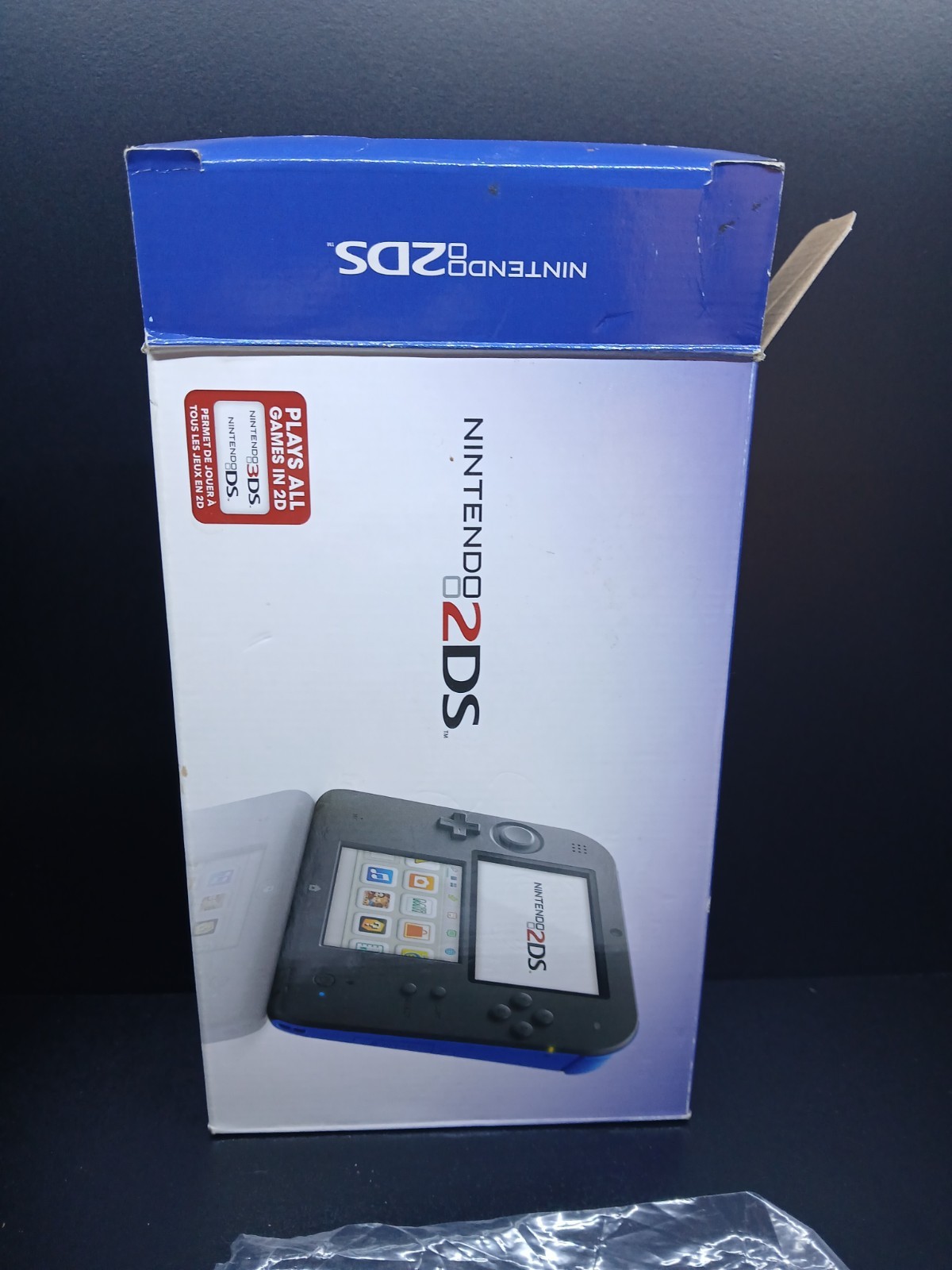 Nintendo 2DS Electric Blue Console Open Box Complete Broken Cracked Screen