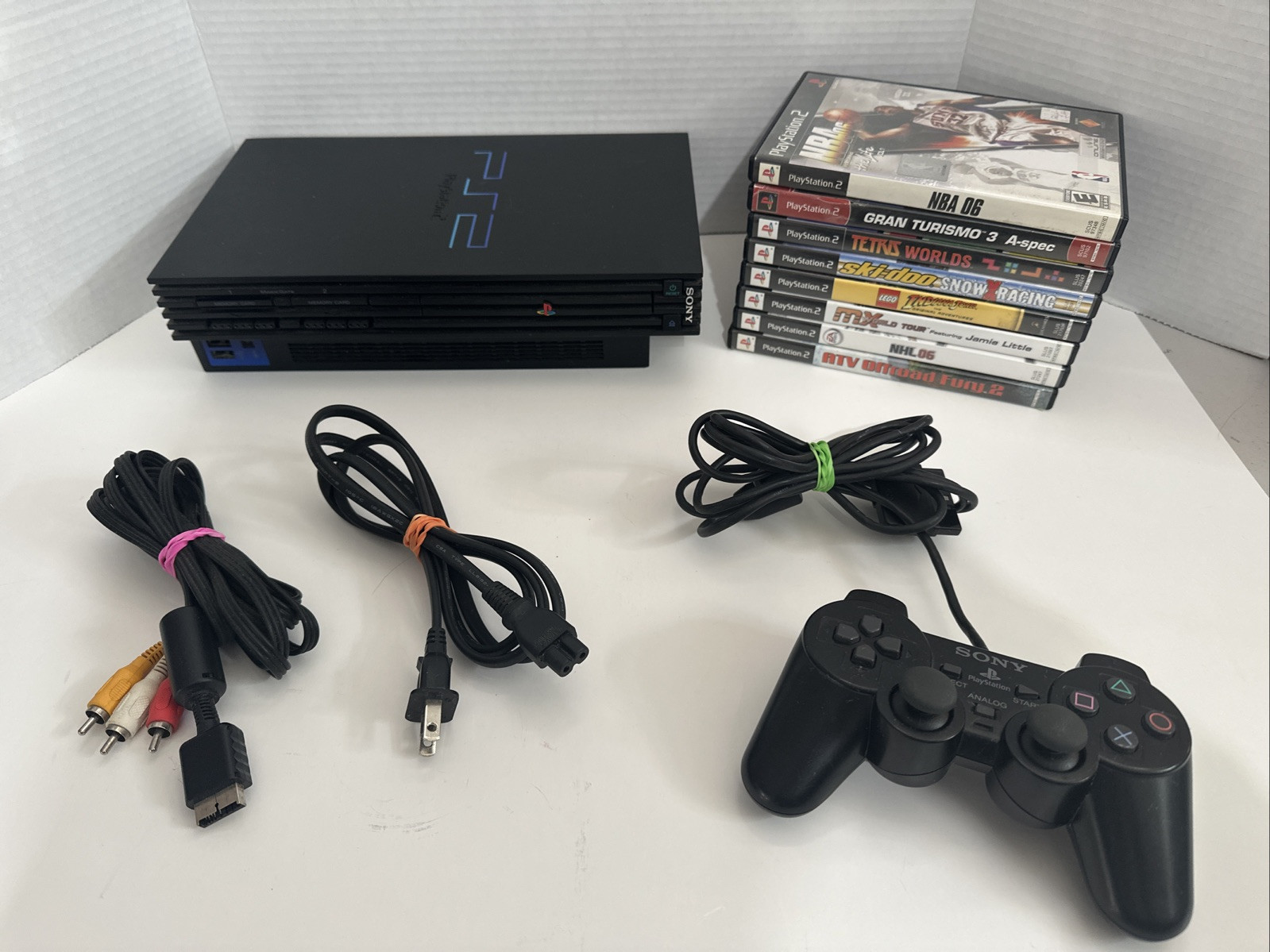 SONY PlayStation 2 PS2 Bundle Console – 8 Games, Controller – Tested