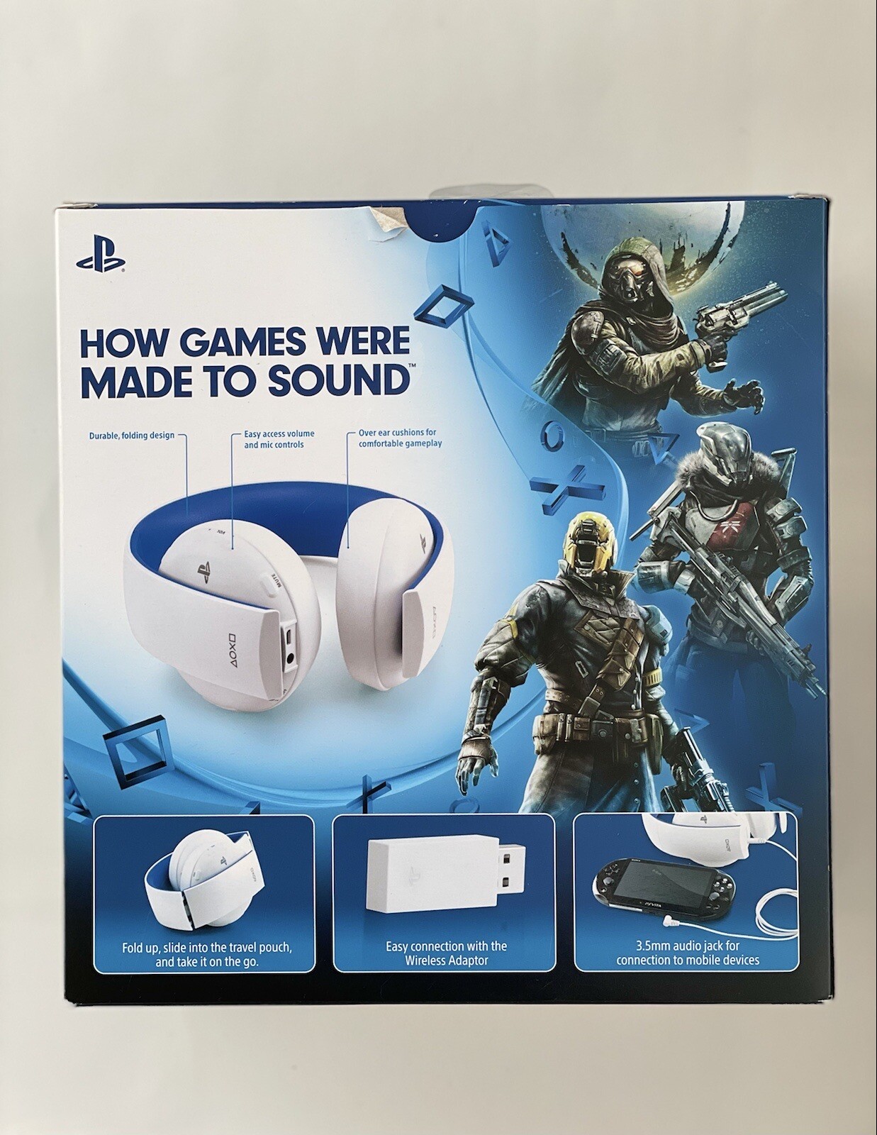 Gold Wireless Stereo Headset Playstation Limited Edition White Imported Version