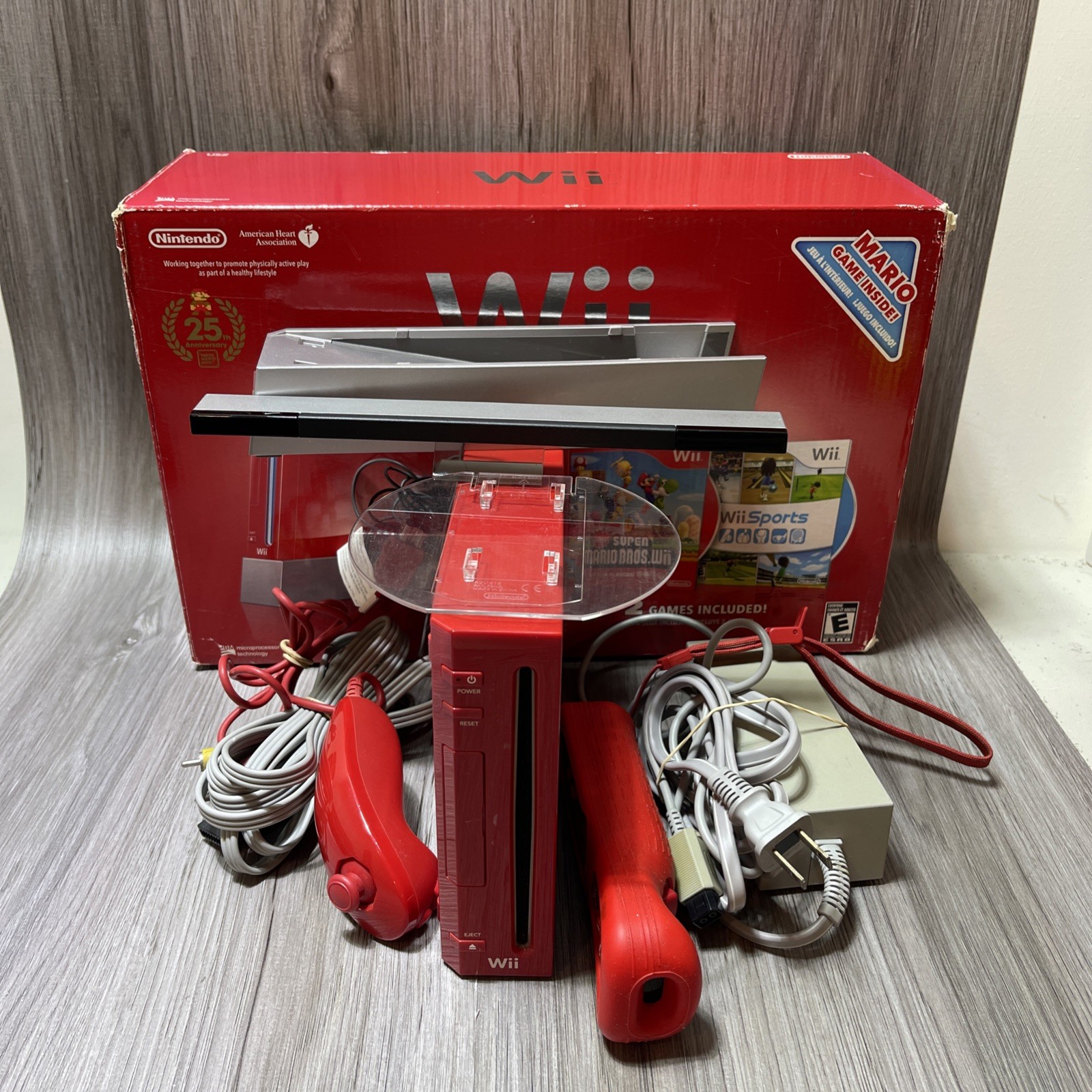 Nintendo Wii Mario 25th Anniversary Video Game Console Bundle – Red – Tested