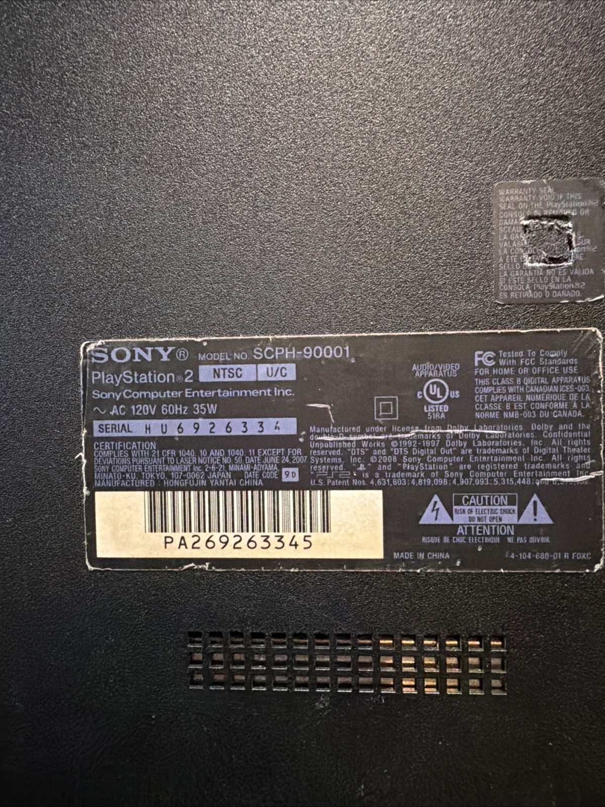 Sony PlayStation 2 Slim Console Black Tested . Original Slim.