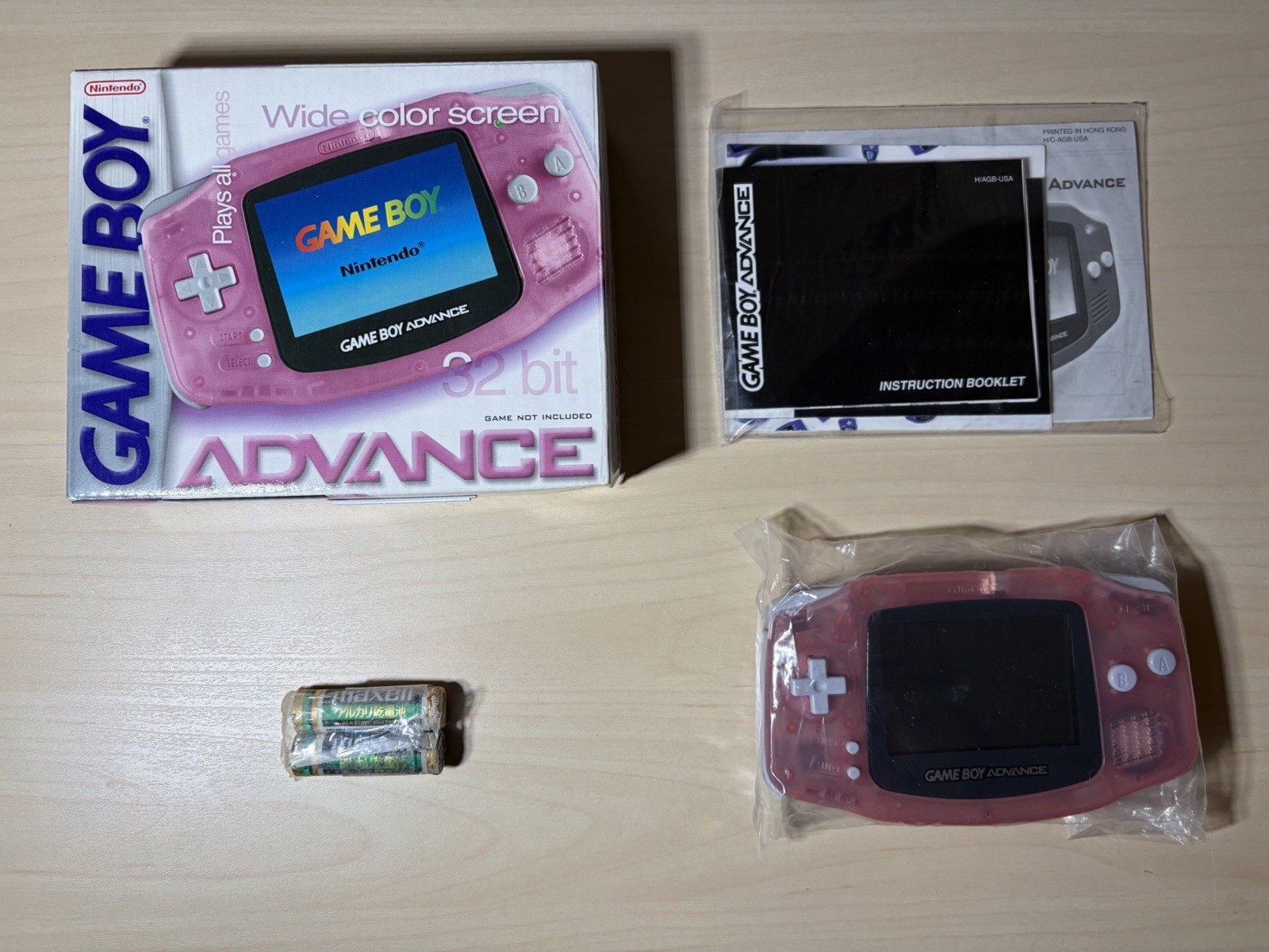 Nintendo GameBoy Advance GBA Pink – 100% Complete Batteries – MINT – Open Box
