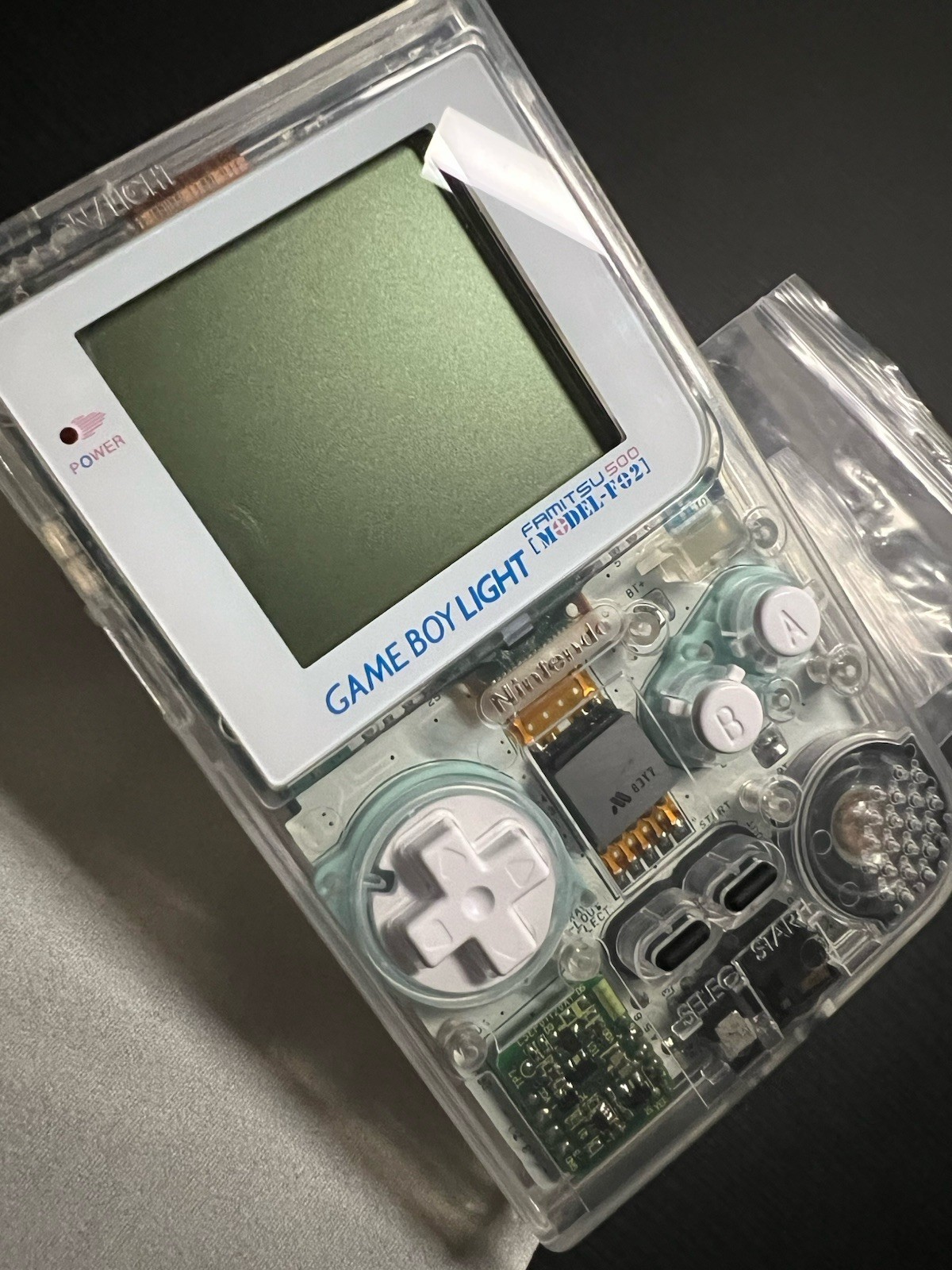 Nintendo GameBoy Light GBL Clear White + New Shell + Glass Lens