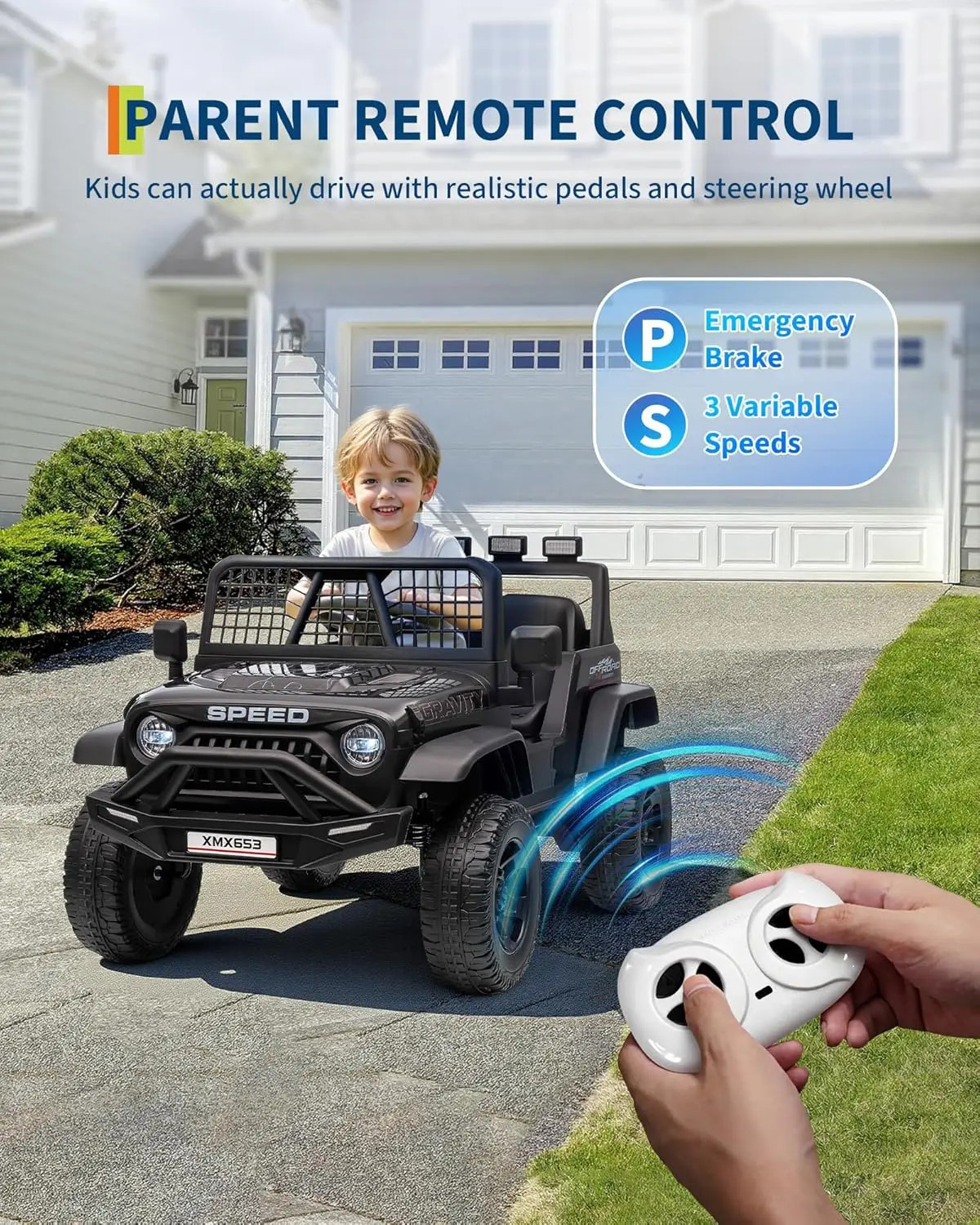 Electric Car for Kids Ride On Car with Remote Control Ride On Truck Toy for Todd