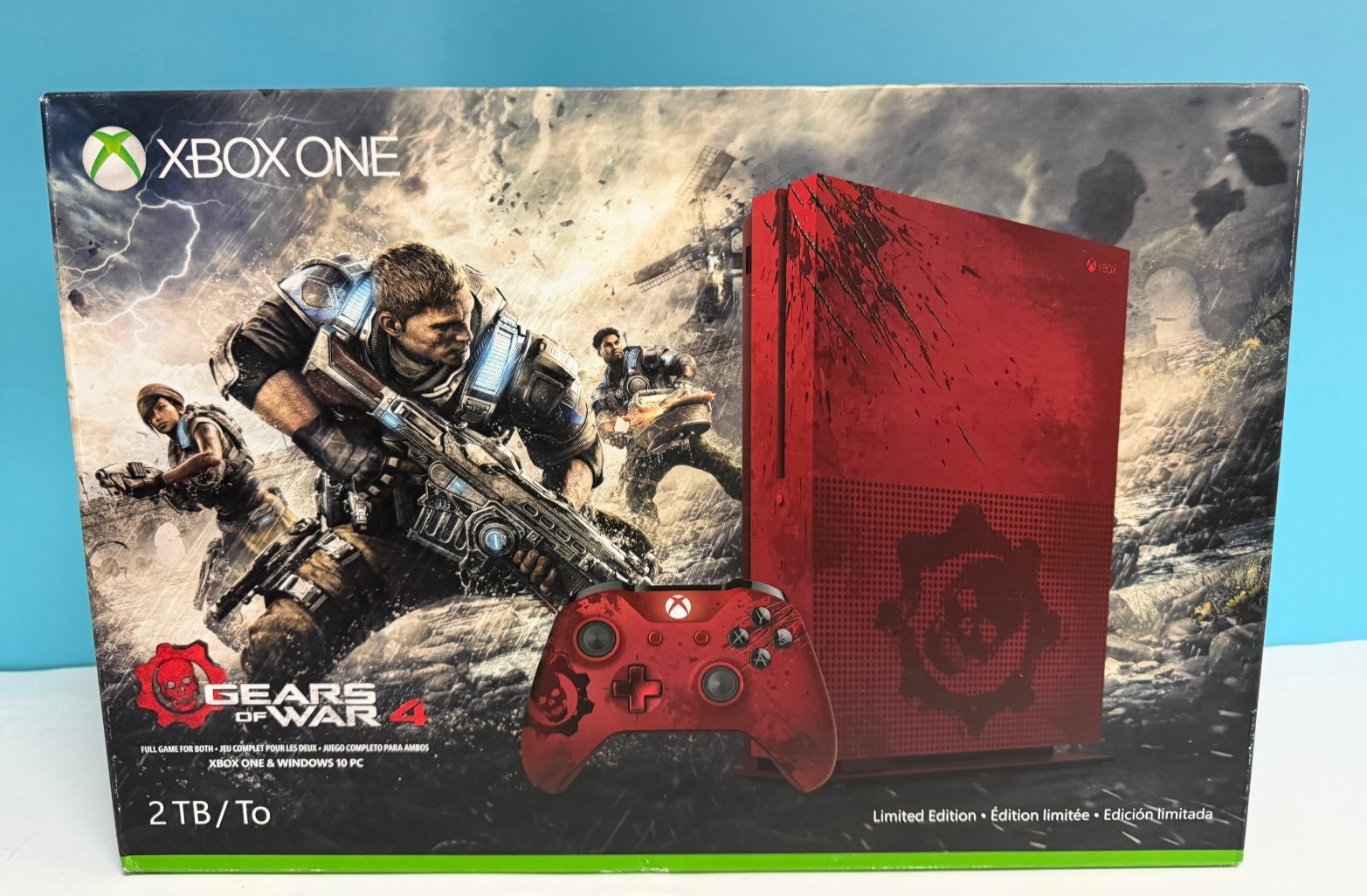 NEW Microsoft Xbox One S Gears of War 4 Limited Edition 2 TB Crimson Red Console