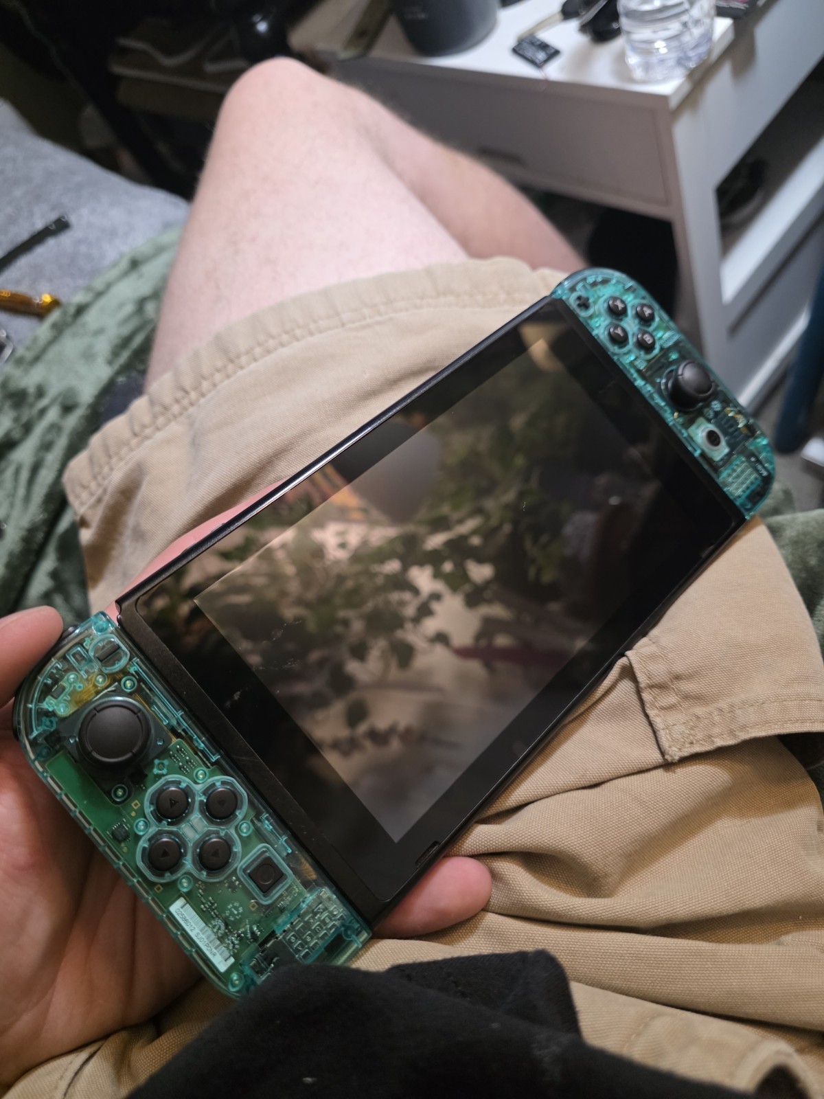 Nintendo Switch Handheld Console Custom Transparent Blue/Clear Shell w/ Joy-Cons