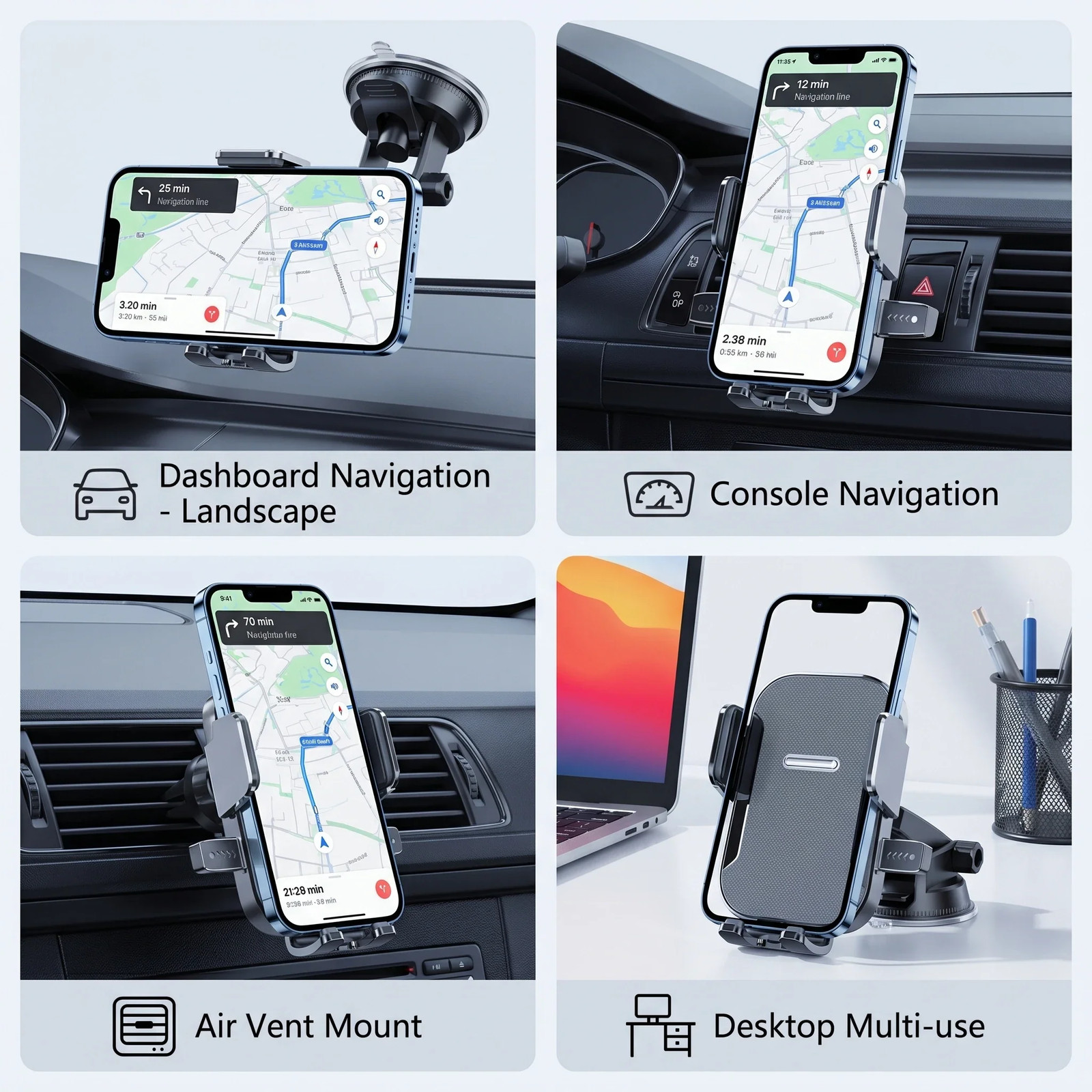 Universal Car Phone Holder Multi-Scene One-Click Lock Strong Suction 360° Rotati