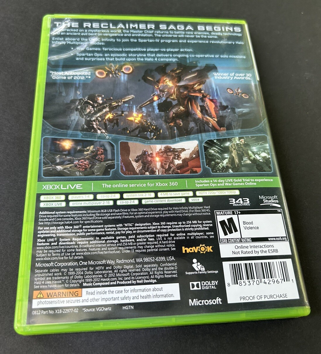 Halo 4 (Microsoft Xbox 360, 2012) 2 Discs. CIB. Tested, Fully Working!