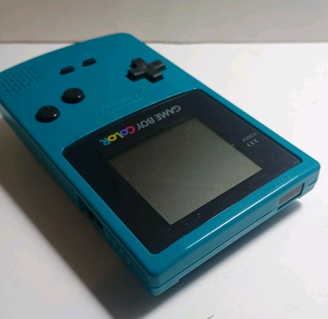 Nintendo Game Boy Color Handheld Teal Works **MISSING BATTERY COVER**