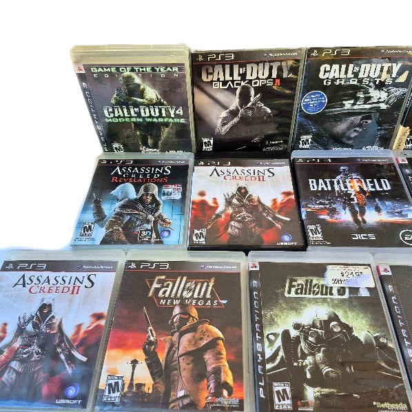 PS3 Console BUNDLE, 3 Controllers, 18 GAMES, Cords, Mic, CECH 4001 B – TESTED