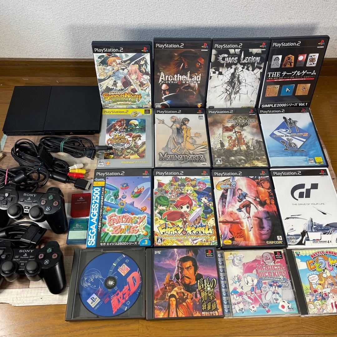 PlayStation 2 SCPH-90000 Console Set 2 Controllers Many Games Tested JP