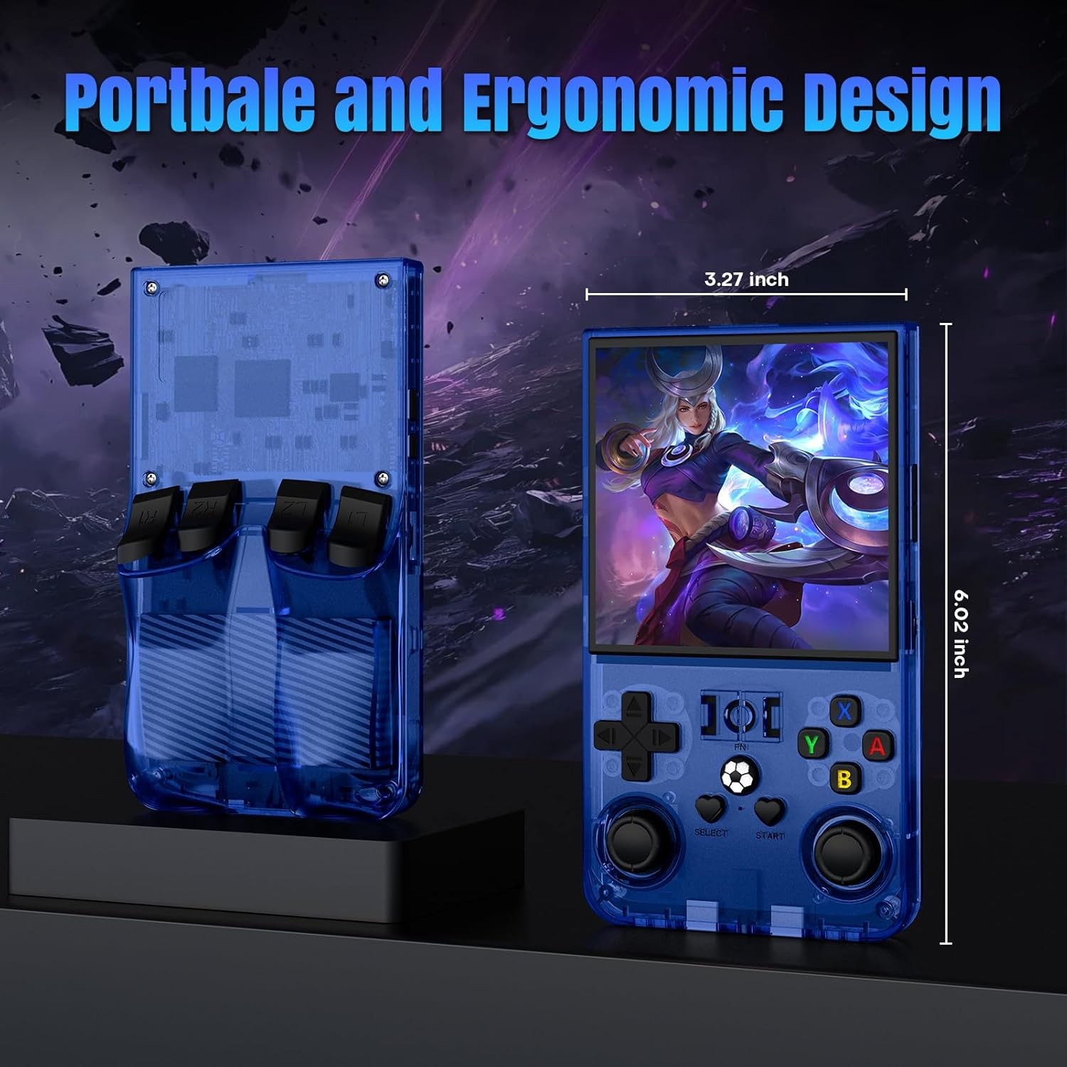 Transparent Blue R36MAX Handheld 64GB 4.0 IPS