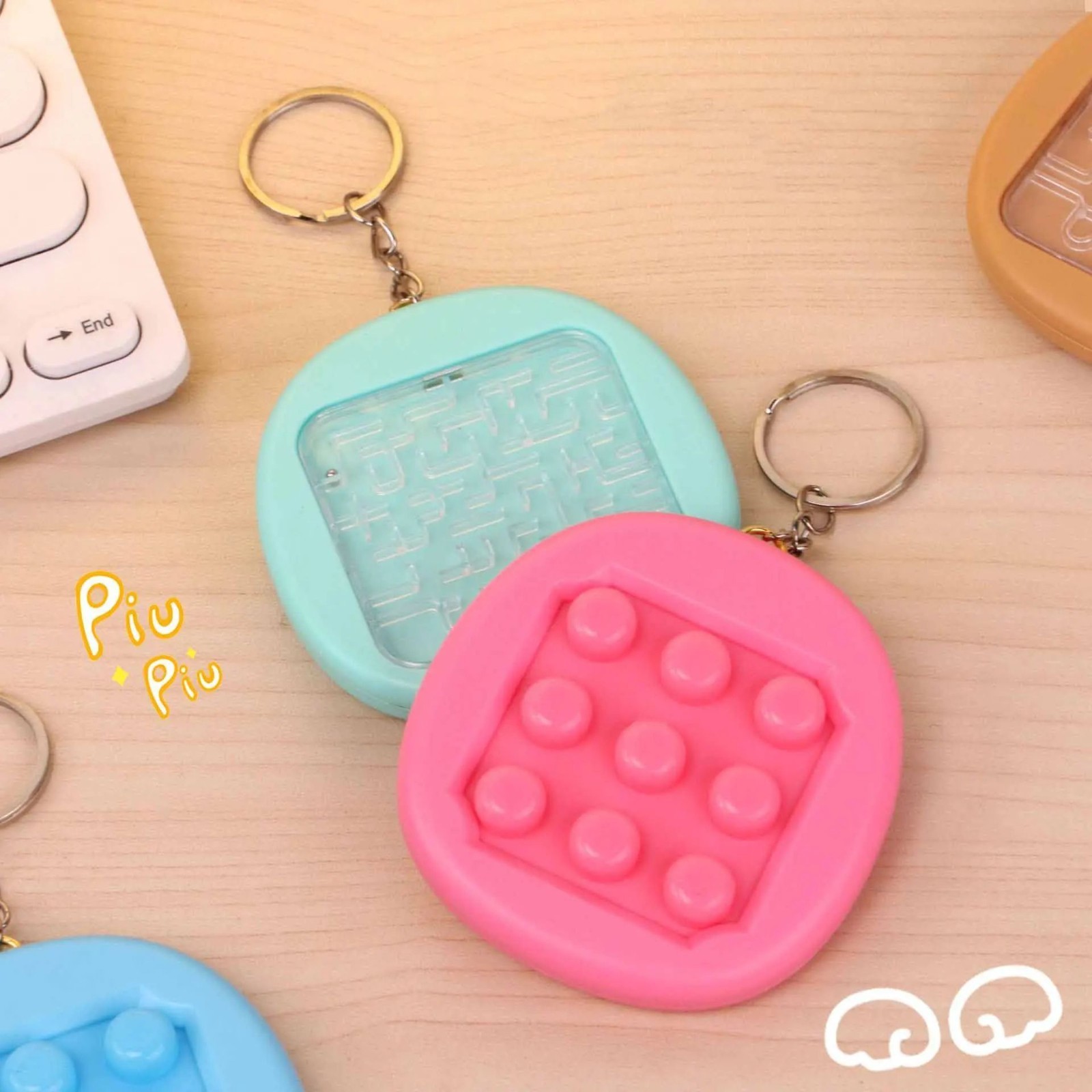 Mini Handheld Maze Bubbles Fidget Toy Keychain Stress Relief Double-Sided