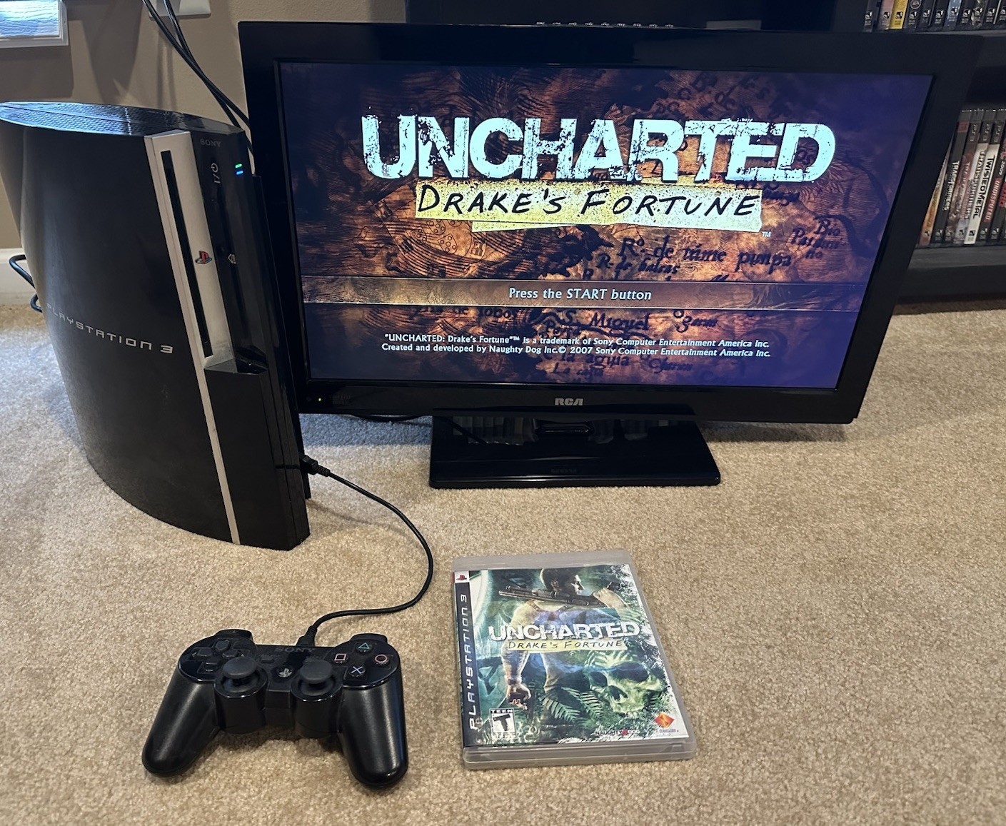 Sony Playstation 3 PS3 40 GB Fat Console Model CECHG01 w/ Controller & 2 Games