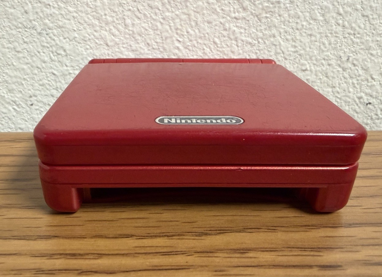 Nintendo Game Boy Advance SP Console (AGS-001) Flame Red Tested – No Charger