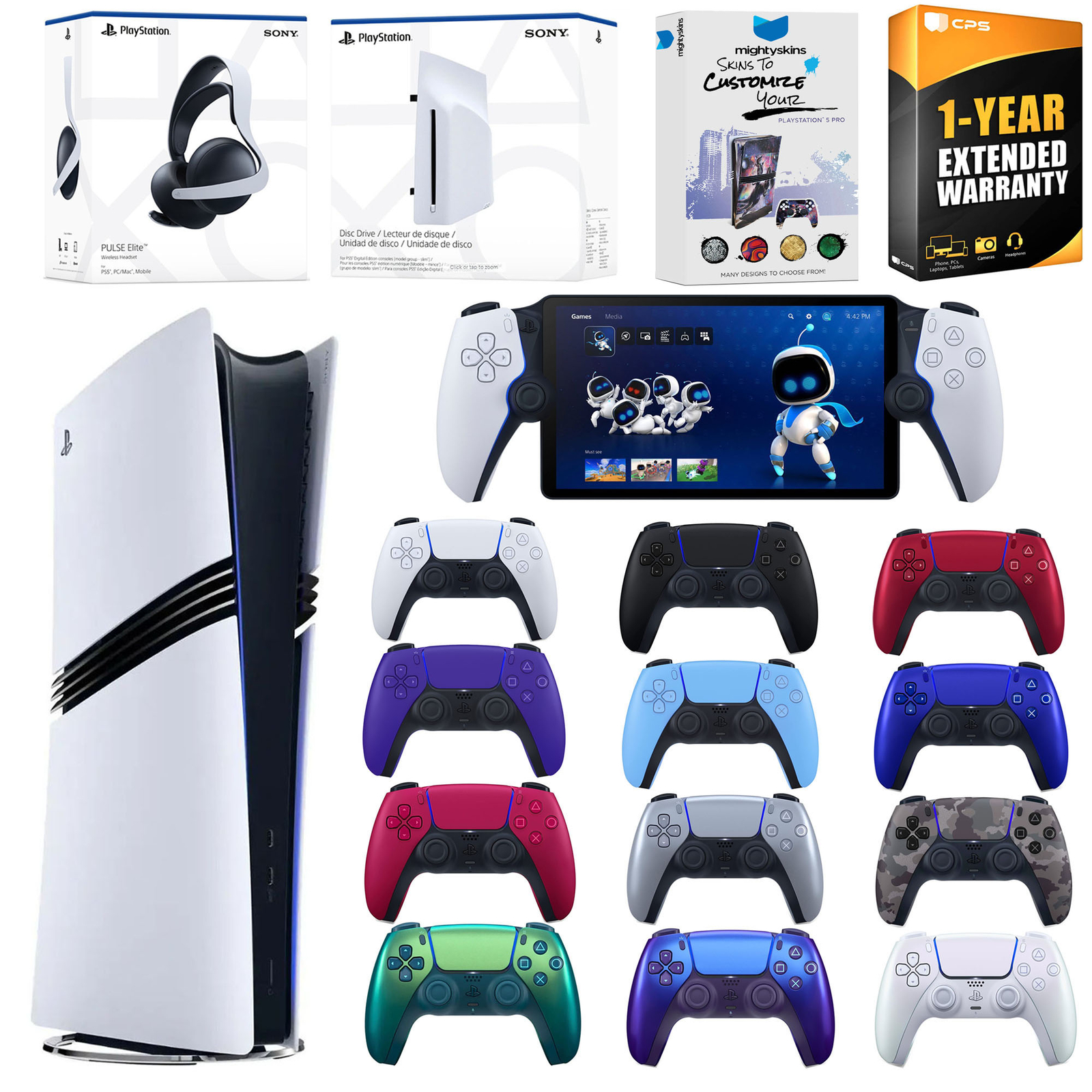 Sony PS5 Pro Digital + Disc Drive + Pulse Headset + PS Portal + Controller