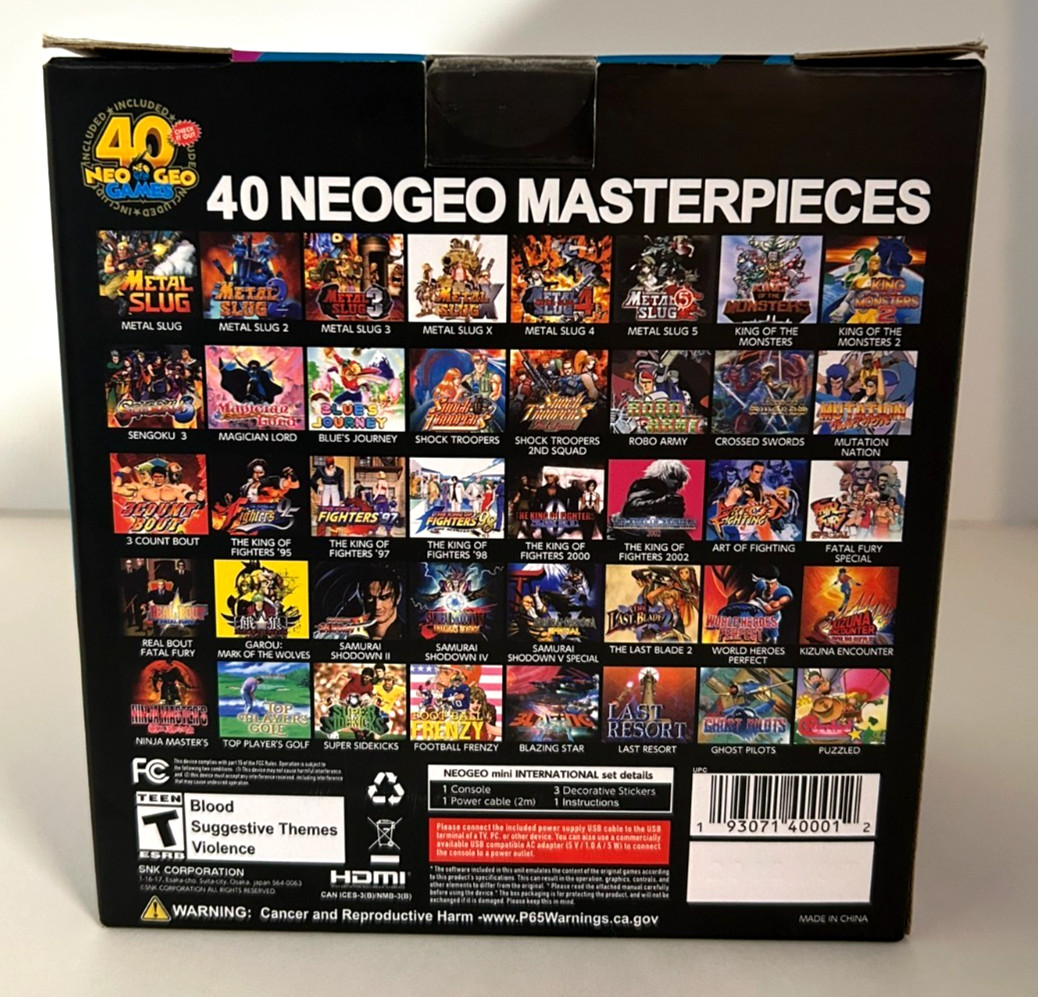 NEO GEO Mini International Classic Edition SNK 40th Anniversary Open Box