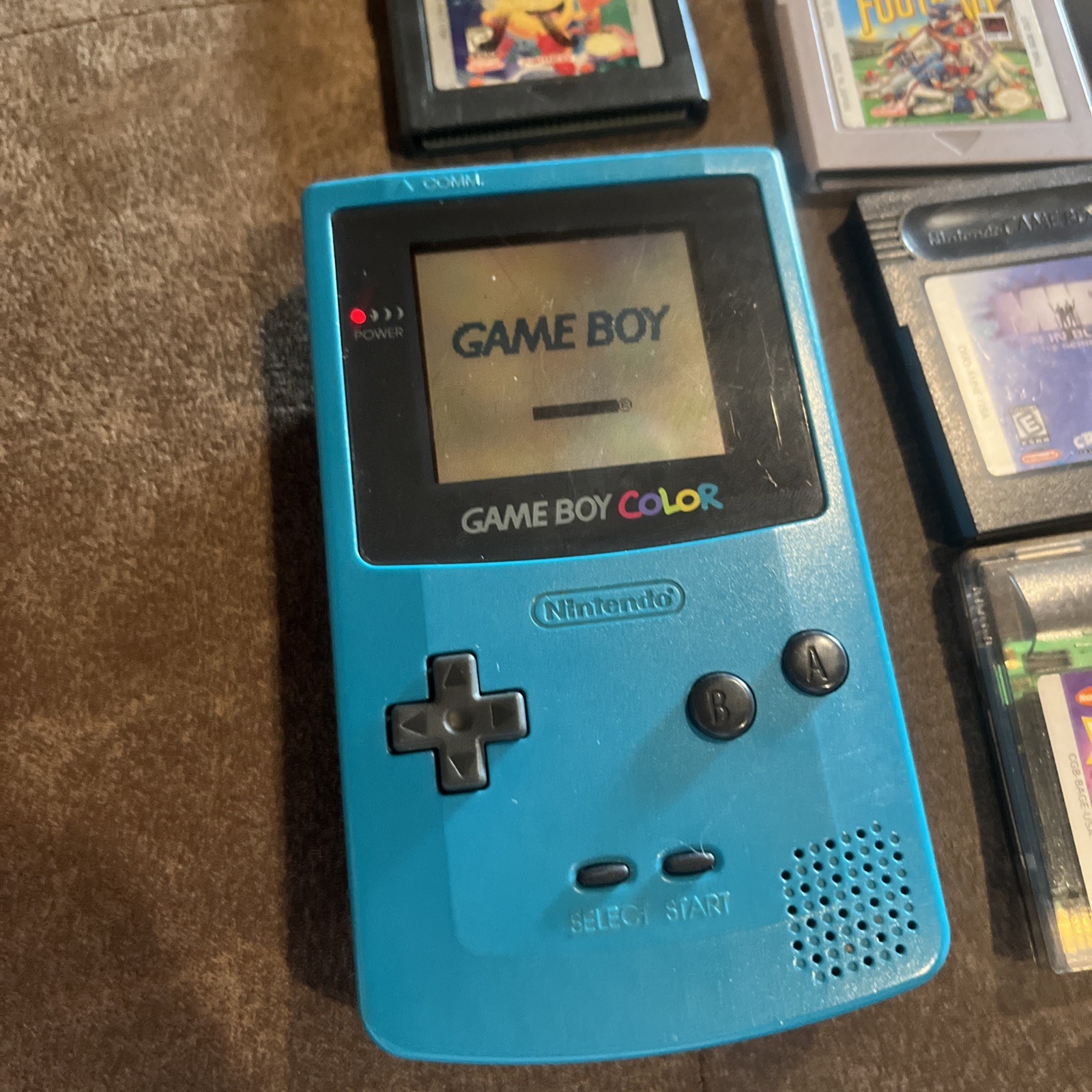 Nintendo Game Boy Color Handheld Game Console – Teal With 7 Games READ