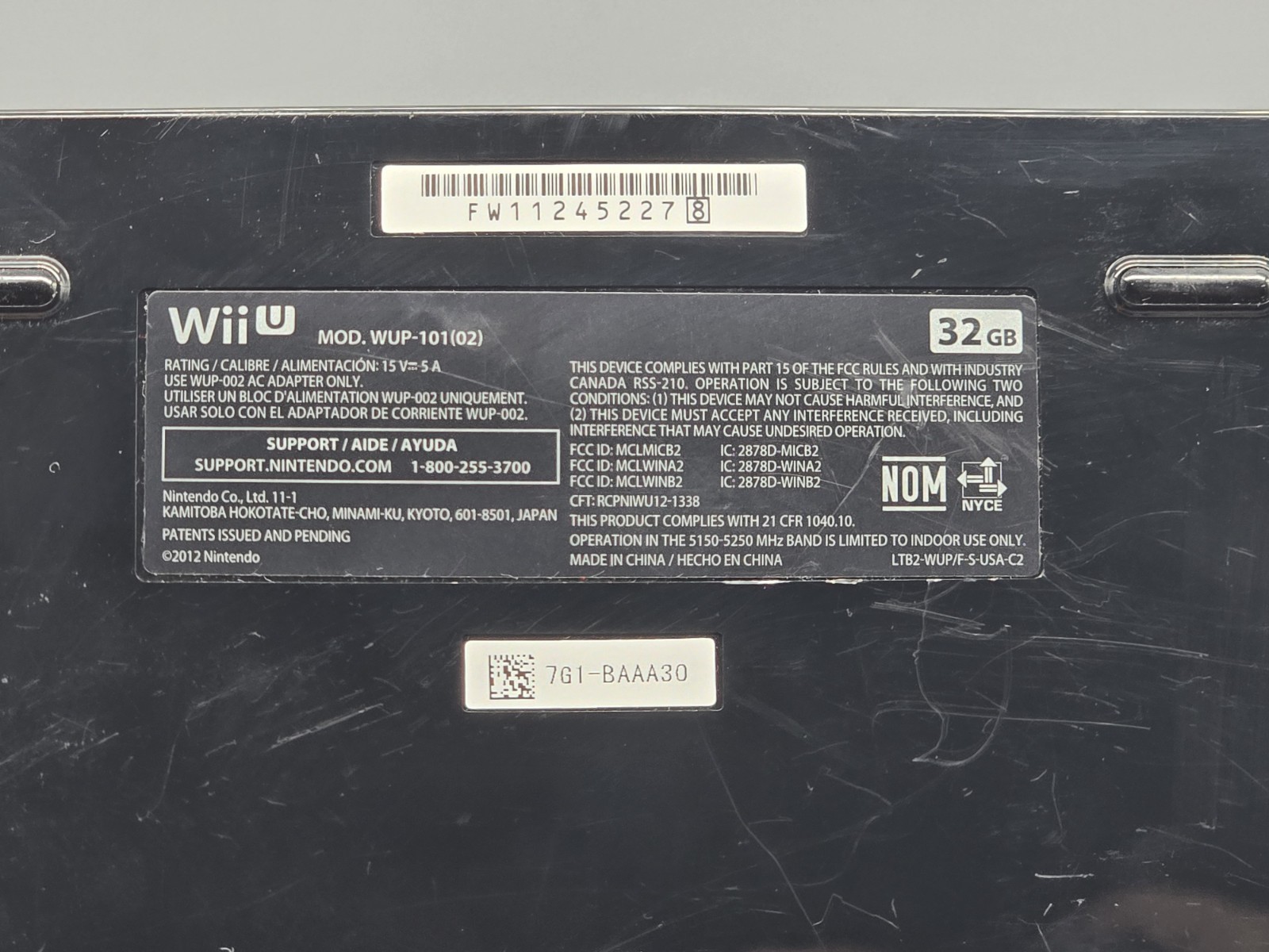 Nintendo Wii U 32GB Black WUP-101(02) Console Only Parts/Repair