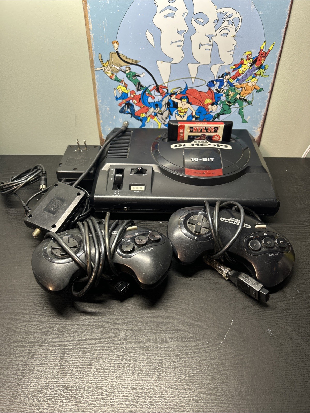 Sega Genesis Lot, All Cords, And 2 Controllers And NFL 95 Game! For Parts!!