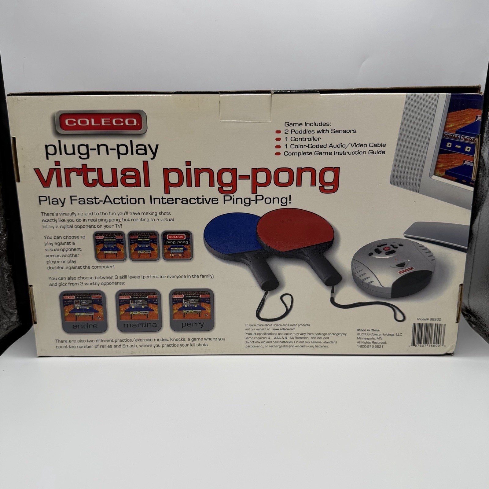 Coleco Plug-N-Play Virtual Ping-Pong Console Open Box New Tested