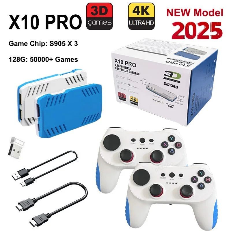 X10 PRO 128GB GameStick 4K HD TV Console 40+ Simulators Dual Controllers