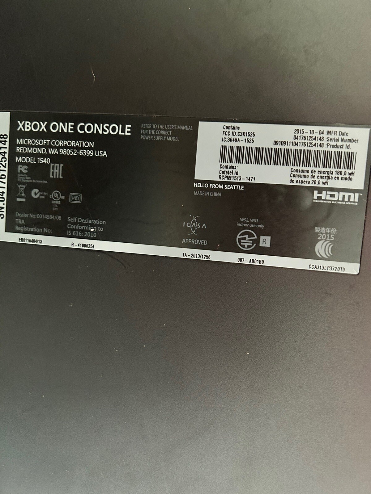 Microsoft Xbox One 500GB Console ONLY – Black Model 1540- Works Tested ✅