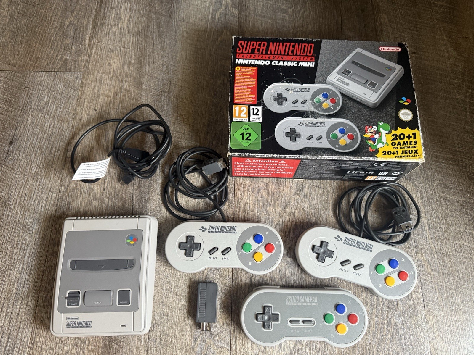Nintendo SNES Super NES Classic Mini EUropean Ver W/ 8bitdo Wireless Controller