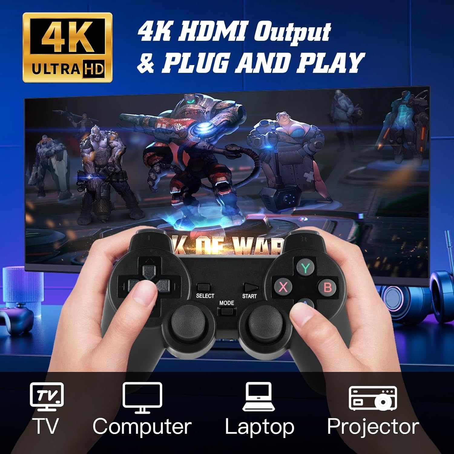 2-Player Wireless Retro Gaming Console with 4K Output – 24500 Games Included