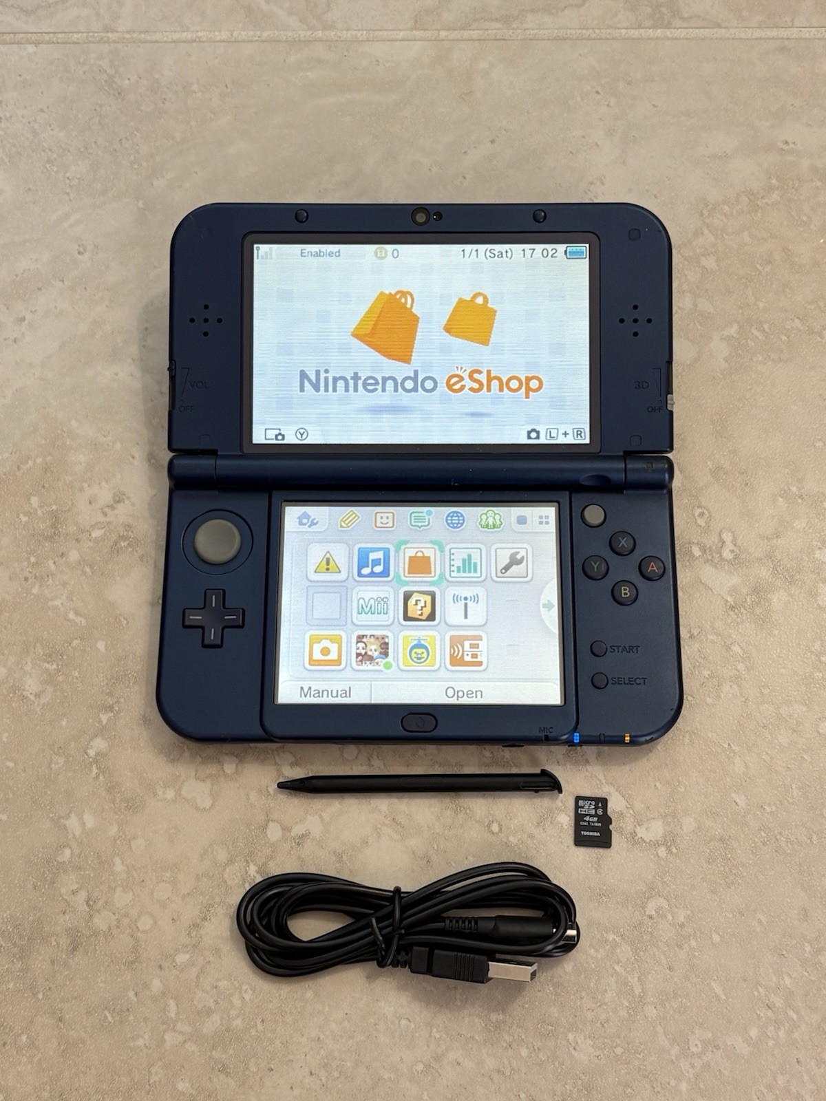New Nintendo 3DS LL XL Metallic Blue Region Free USA Seller Very Good Condition