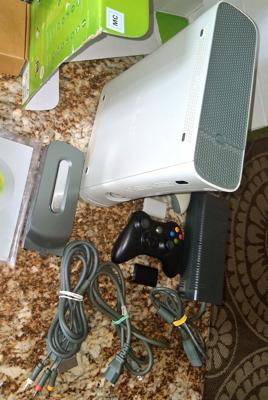 XBOX 360 ARCADE W/ 20GB HD AND 29 GAMES, 2 CONTROLLERS- EXCELLENT QUALITY