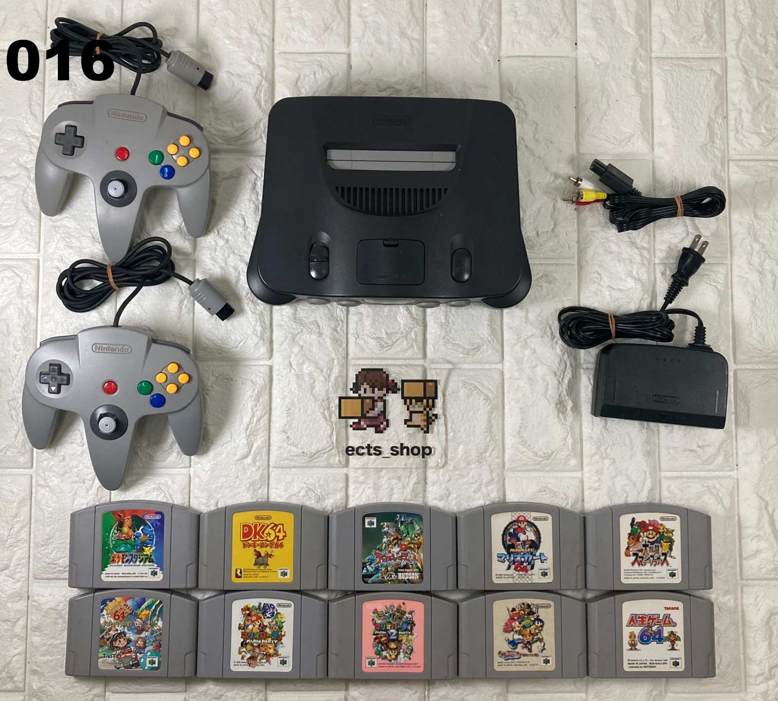 Nintendo 64 N64 Console Black 2 Controllers Expansion Pack 10 Games USA/JPN #016