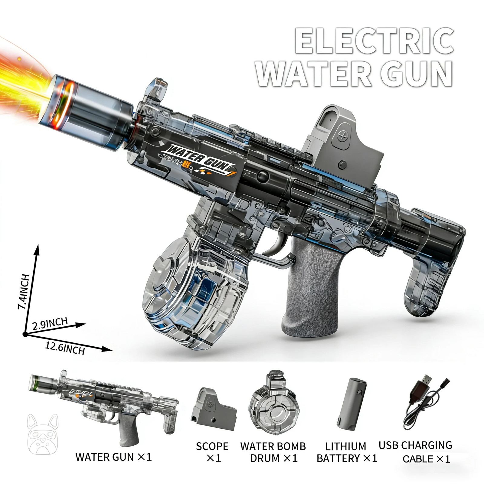 Simulated Firing and Recoil Electric Water Gun Toys Children Automatic Sensor Li