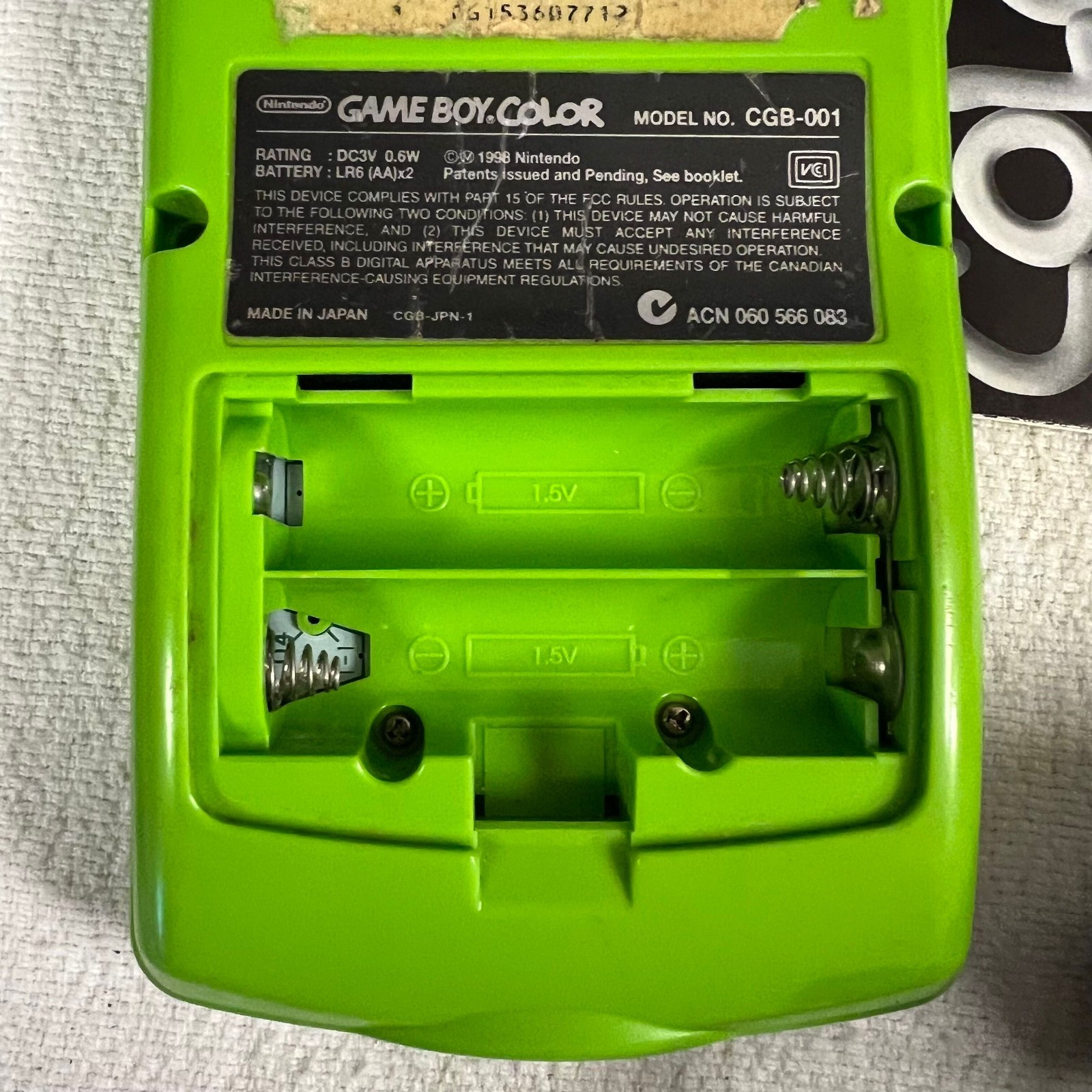 Nintendo Game Boy Color Kiwi Green CGB-001 GBC + Charger Manual Dr. Mario Tom &