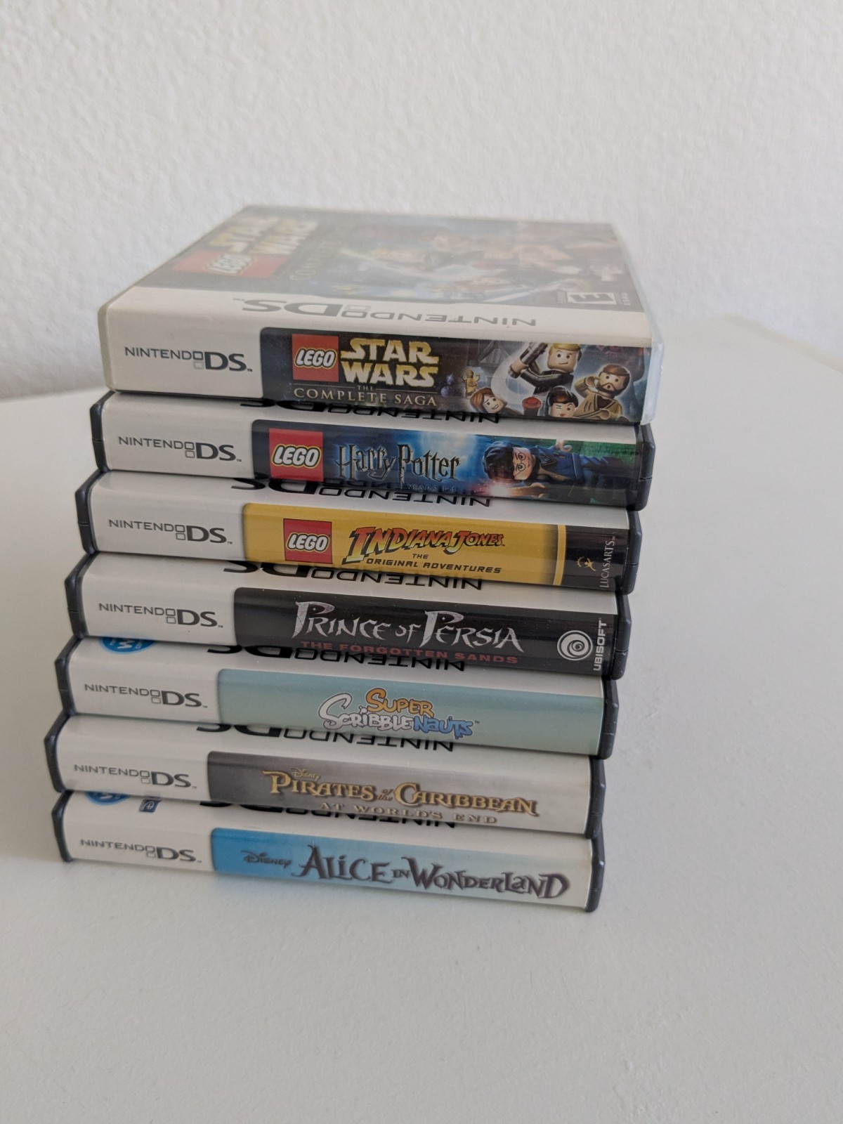 Nintendo DS Lite Black, with Charger (NO stylus) + Lot Of 28 Games – Used, Good