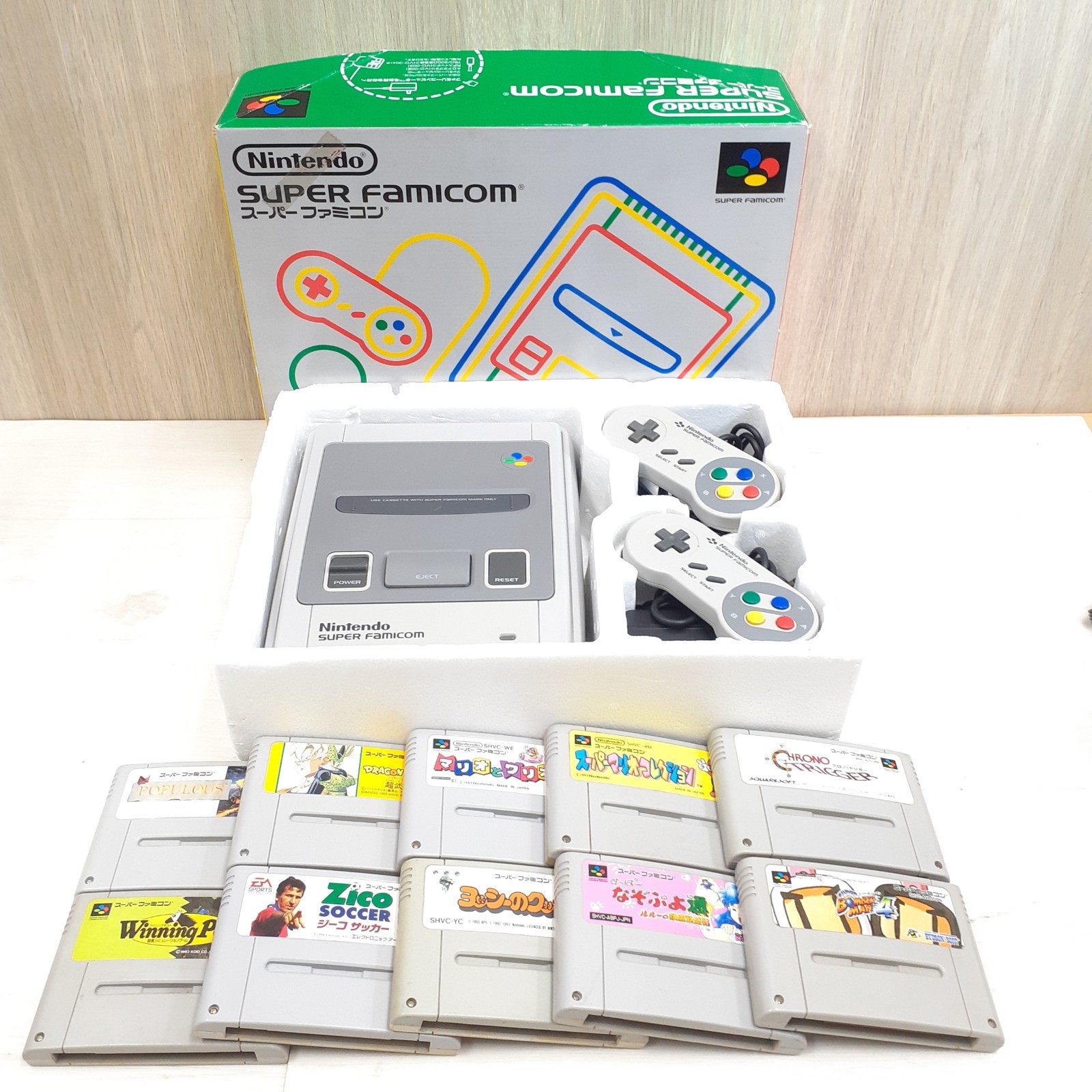 Nintendo Super Famicom Console Japanese SNES in box with 10 games CIB SHVC-001