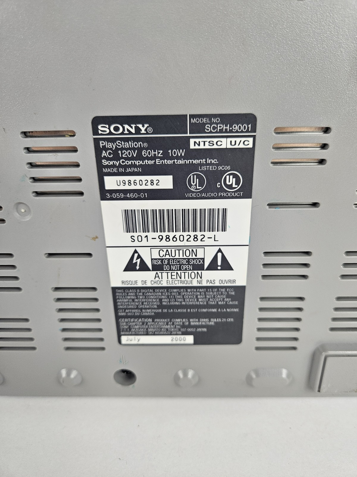 Sony PlayStation 1 PS1 Console SCPH-9001 For Parts Or Repair- Does Not Read Disc