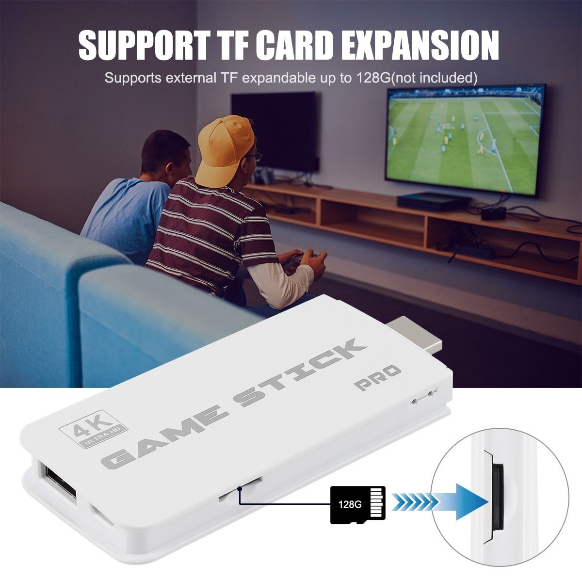 4K HDMI Retro Gaming Stick – 30000 Classic Games Loaded, Wireless Controller R