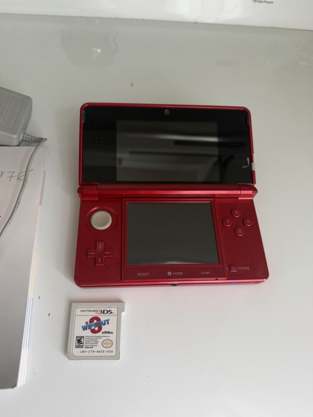 Nintendo 3DS CTR-001 Handheld Gaming Console Flame Red Charger Stylus SD Tested!