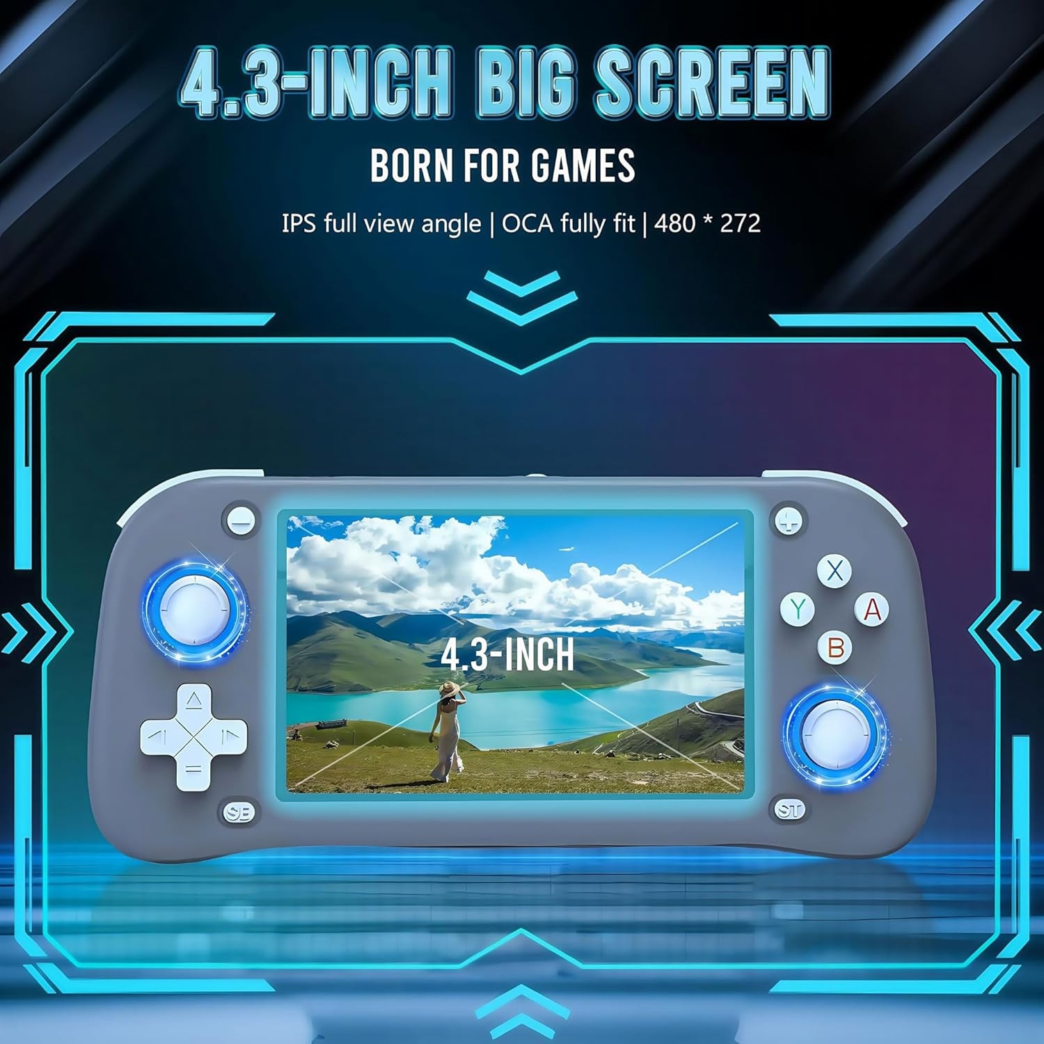 XF43 Retro Handheld Game Console – 4.3″ IPS Screen, 3000mAh Battery 64-256GB