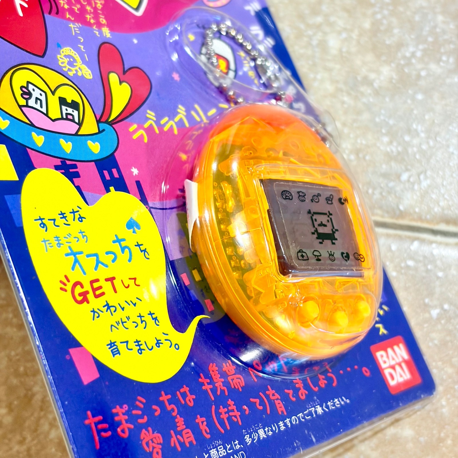 Bandai Tamagotchi (Osutchi Mesutchi) Clear Orange 1997 Digital Pet Japan TESTED