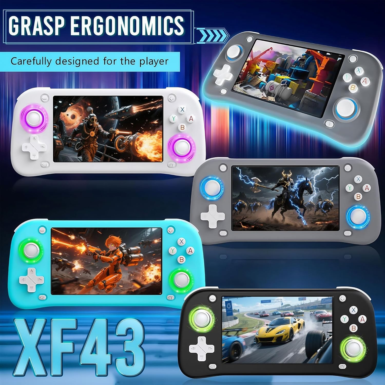 XF43 Retro Handheld Game Console – 4.3″ IPS Screen, 3000mAh Battery 64-256GB