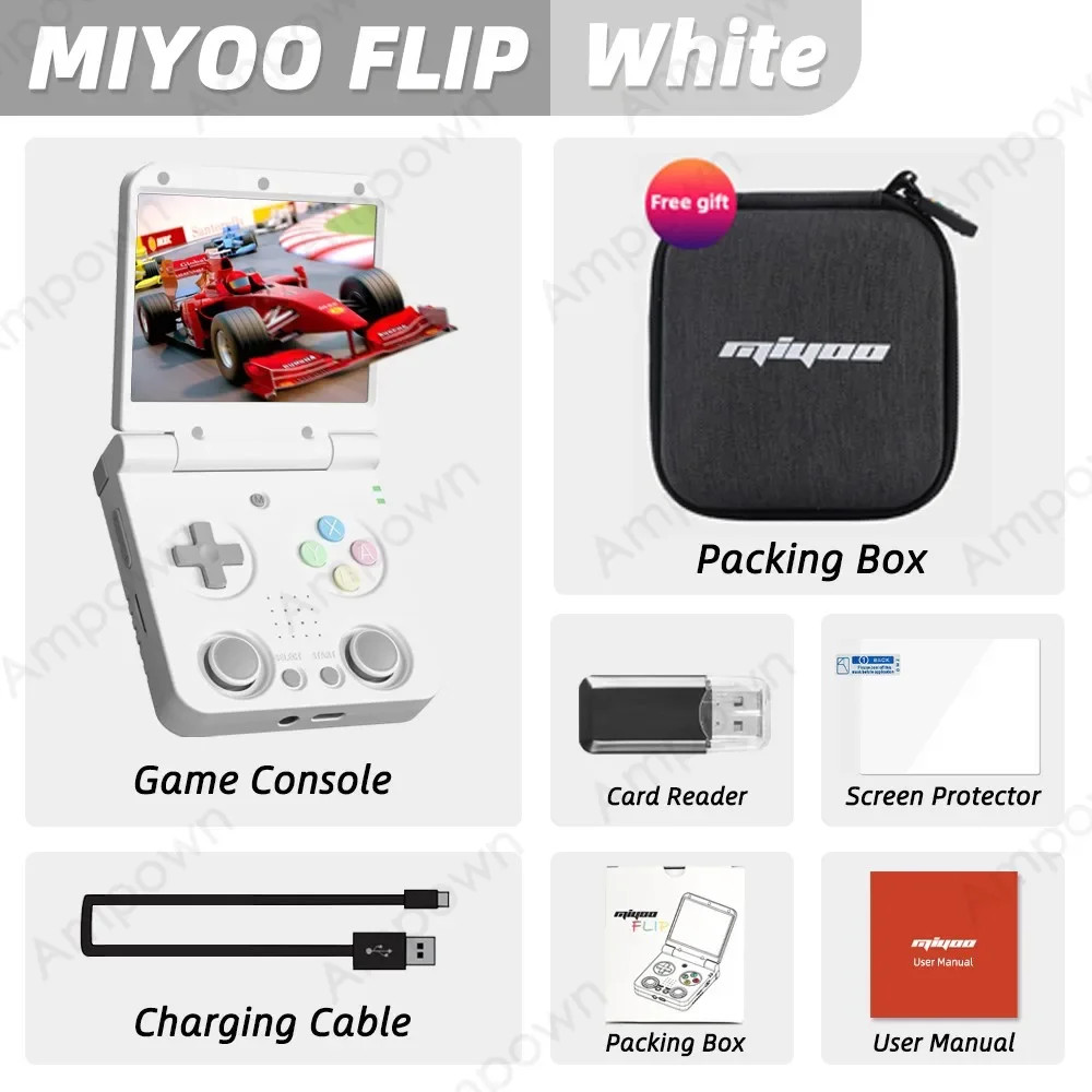 MIYOO FLIP V2 Handheld Game Players 3.5” IPS Screen Linux System Onion OS Video