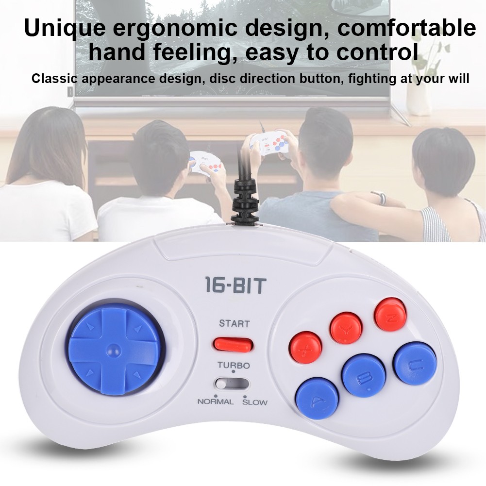 16Bit 9-Pin Mini Handheld Game Console Ergonomic Gaming Controller White Fo GTXG
