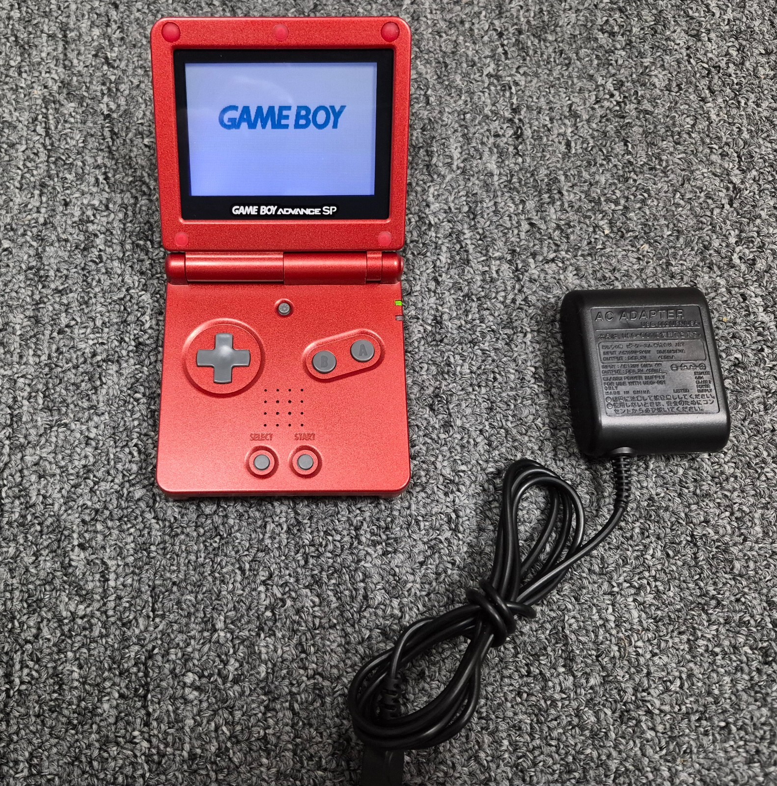 Nintendo Game Boy Advance SP Flame Red AGS 001 with charger Tested!