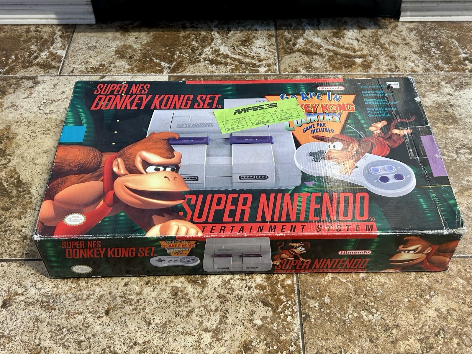 Super Nintendo SNES CIB Donkey Kong Console Bundle Matching Serial NR Mint RARE