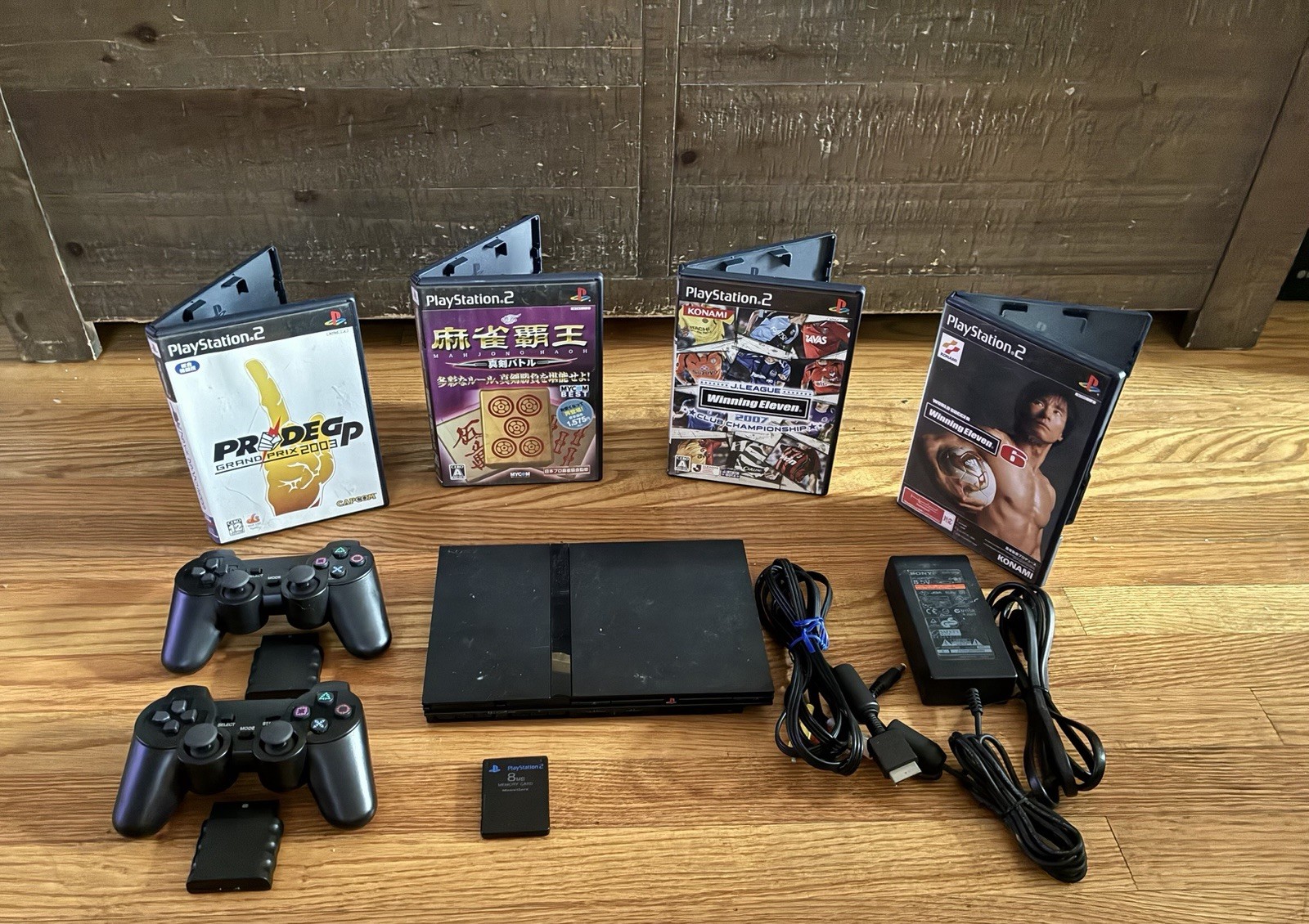 Sony PlayStation 2 Slim PS2 + 2 Controllers + 4 Rare Japanese Games + OEM Cables