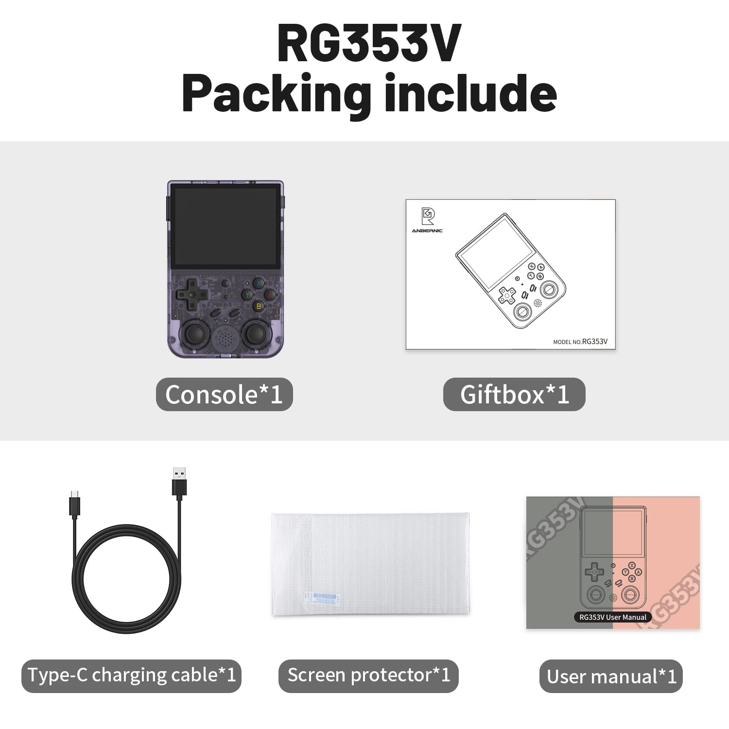 RG353V Retro Handheld Game 64GB 4452 Games Android Linux