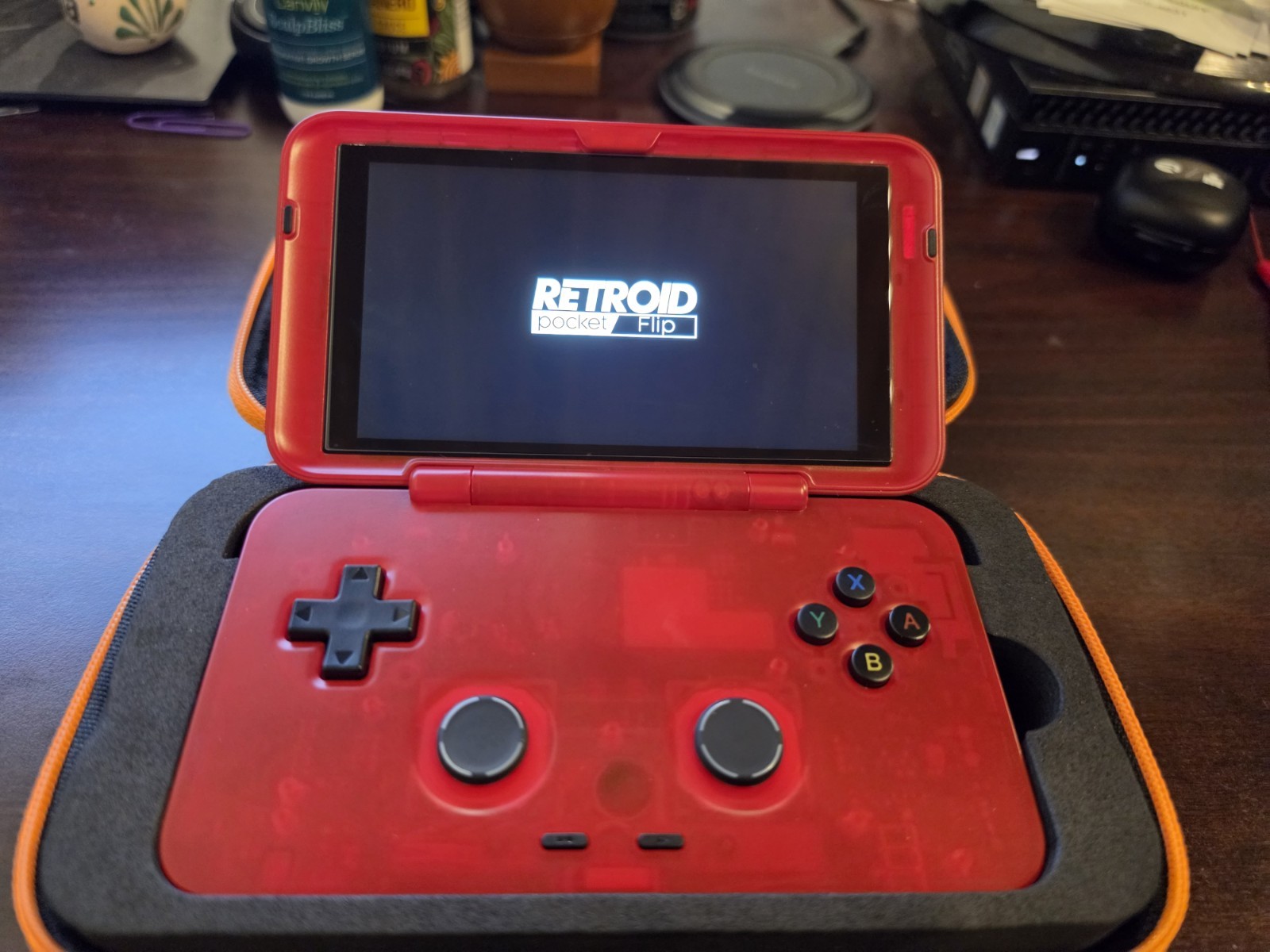 Retroid Pocket Flip 1 Gaming Handheld, Watermelon color