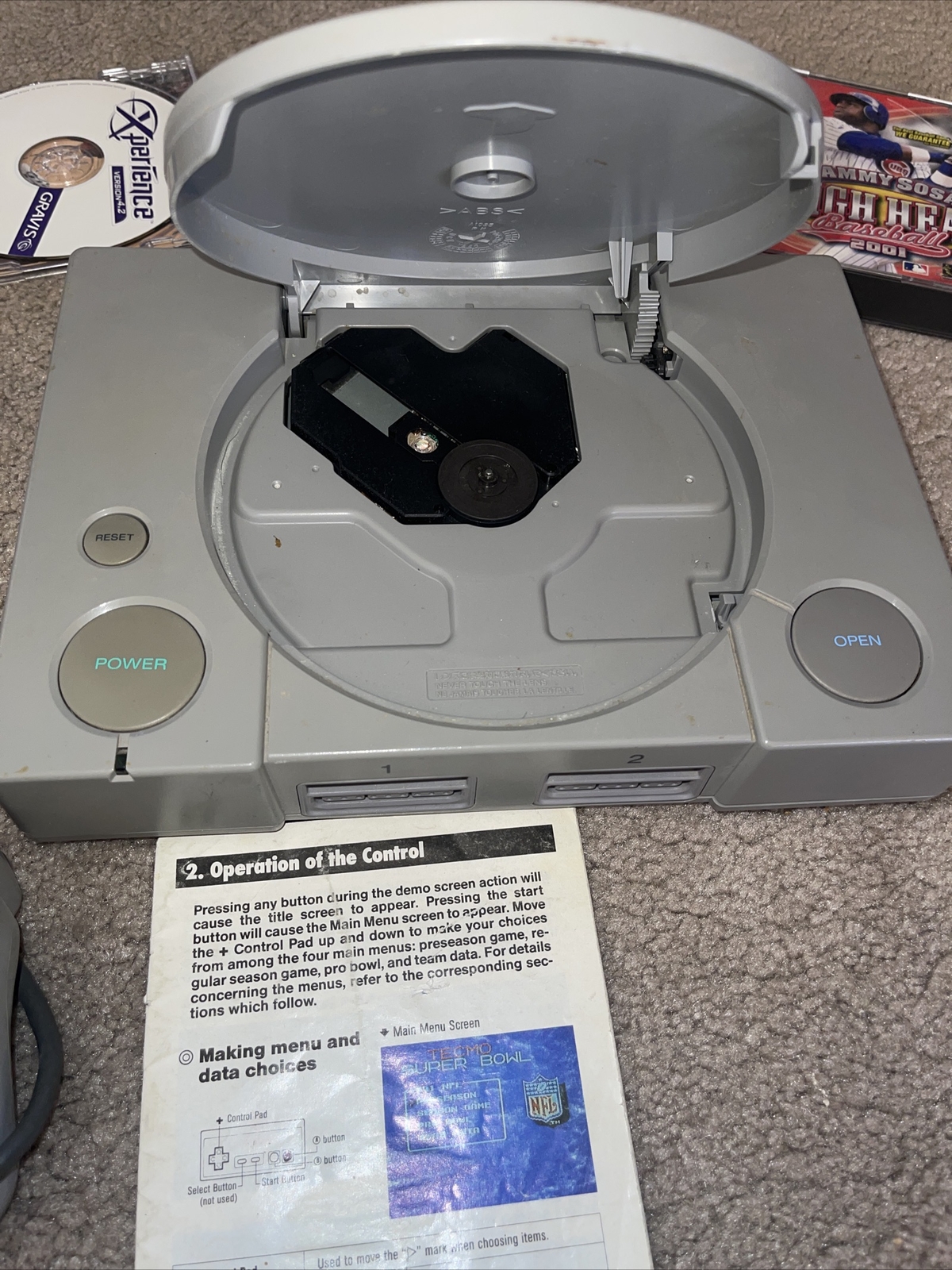 Play Station with games and remote/ no cords to hook up